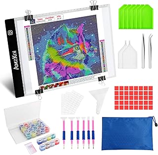 AmzKoi Tavoletta Luminosa, A4 LED Tavola Luminosa da Disegno, Light Pad Con Diamond Painting Accessori e Pittura a Diamante, Ideali per Diamond Painting kit Completo, Copia, Disegno Schizzo