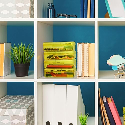 Miniatura 3 de Layhit 6 cajas de plástico para lápices, apilables, de plástico transparente, multiusos, de gran capacidad, caja de suministro de plástico duro con