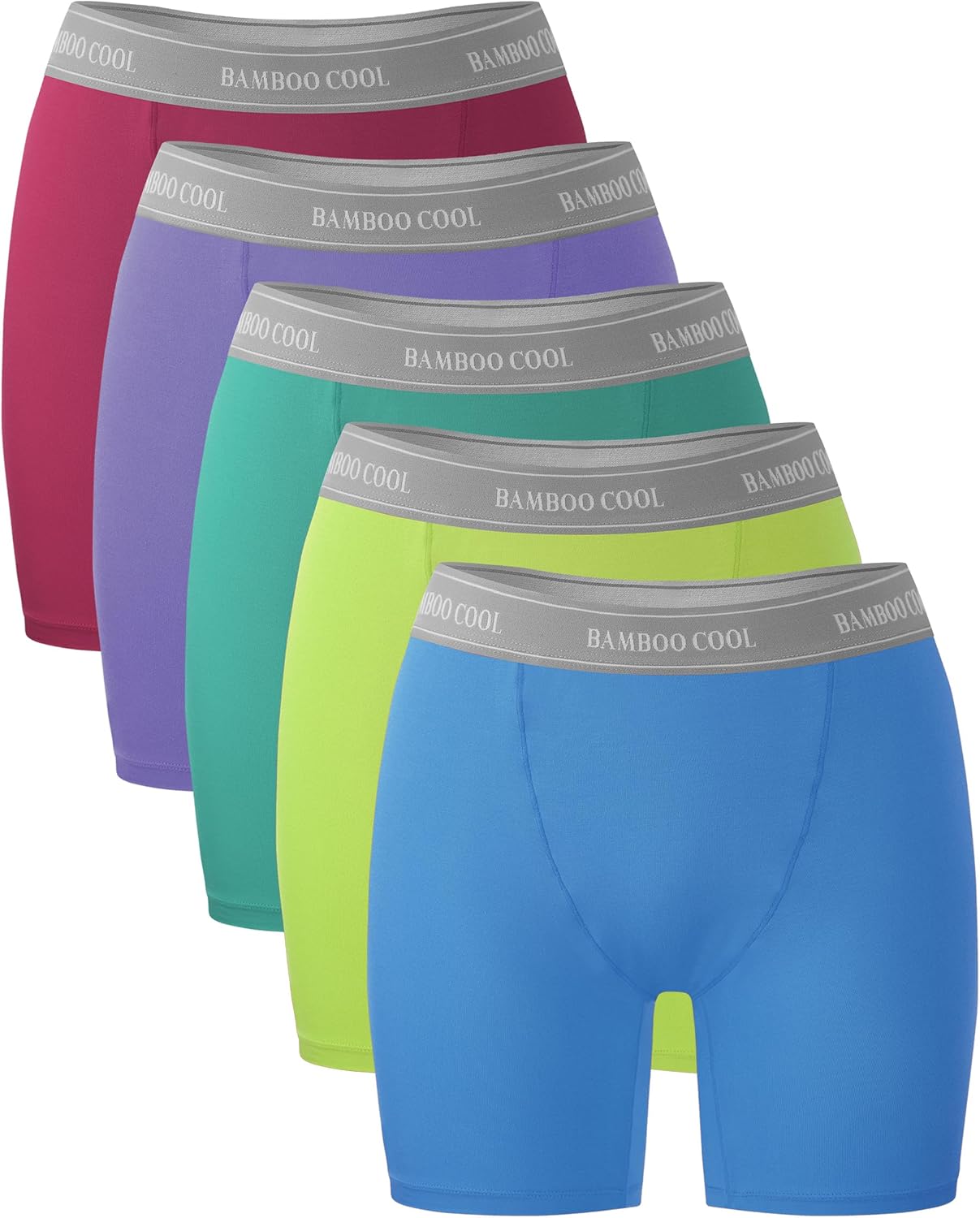 BAMBOO COOL Womens BoyShorts Underwear Full Coverage Ladies Panties High Waisted Boxer Briefs Breathable Stretch 5 Pack