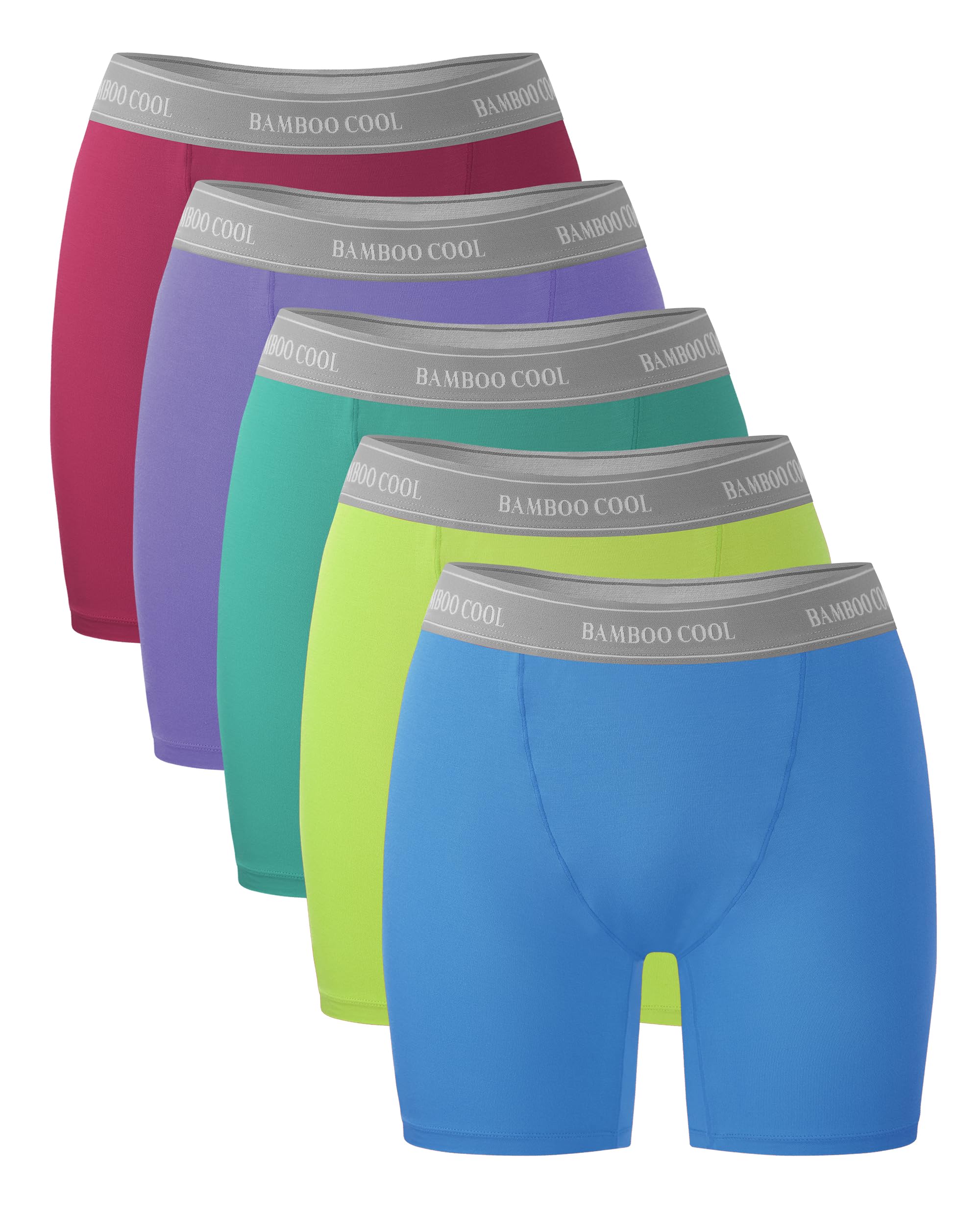 BAMBOO COOL Womens BoyShorts Underwear Full Coverage Ladies Panties High Waisted Boxer Briefs Breathable Stretch 5 Pack