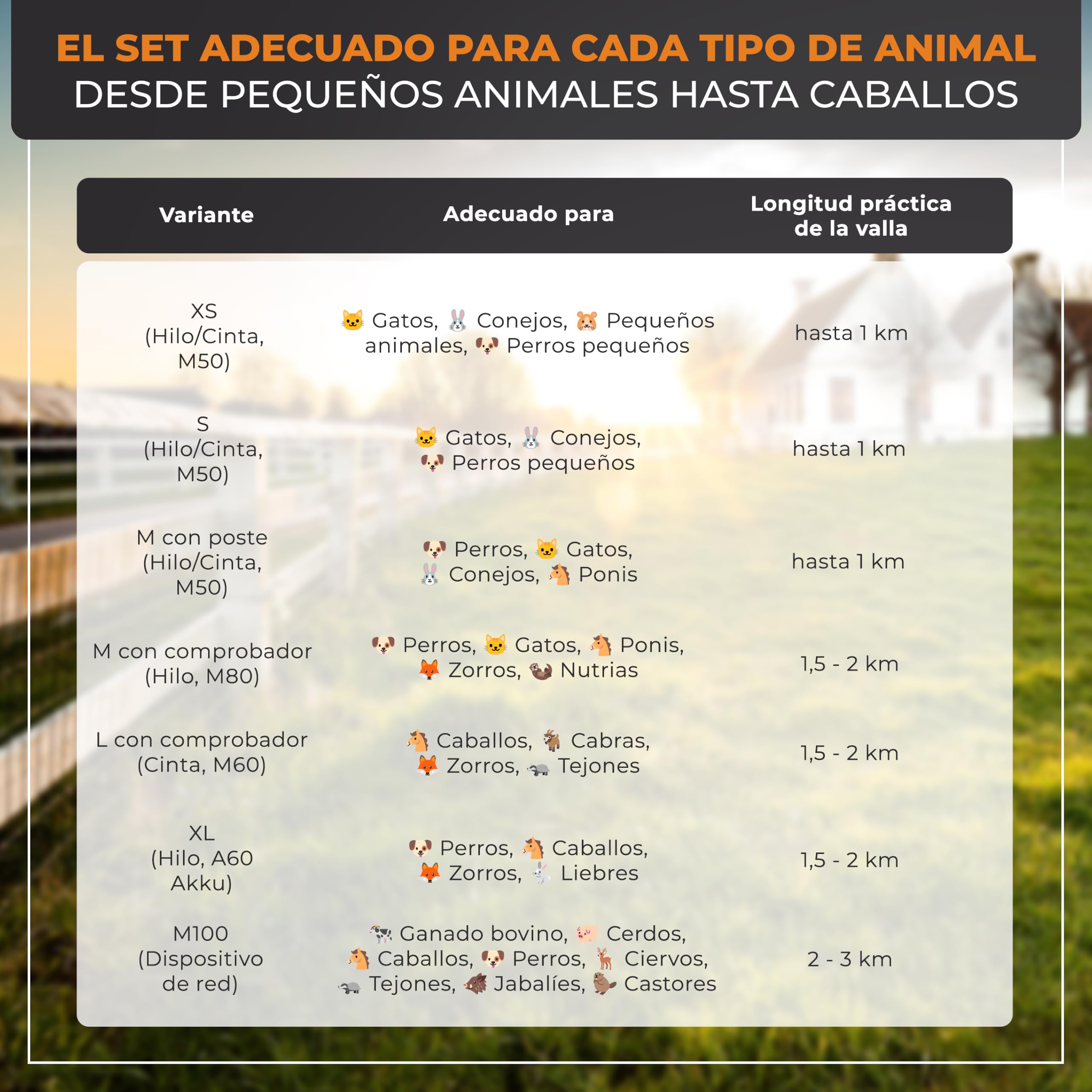 Kit inicio M pastor eléctrico con 100m hilo y 10 postes | Incluye 100m de hilo, 10 postes, aisladores de anillo y puesta a tierra para gatos y animales pequeños.