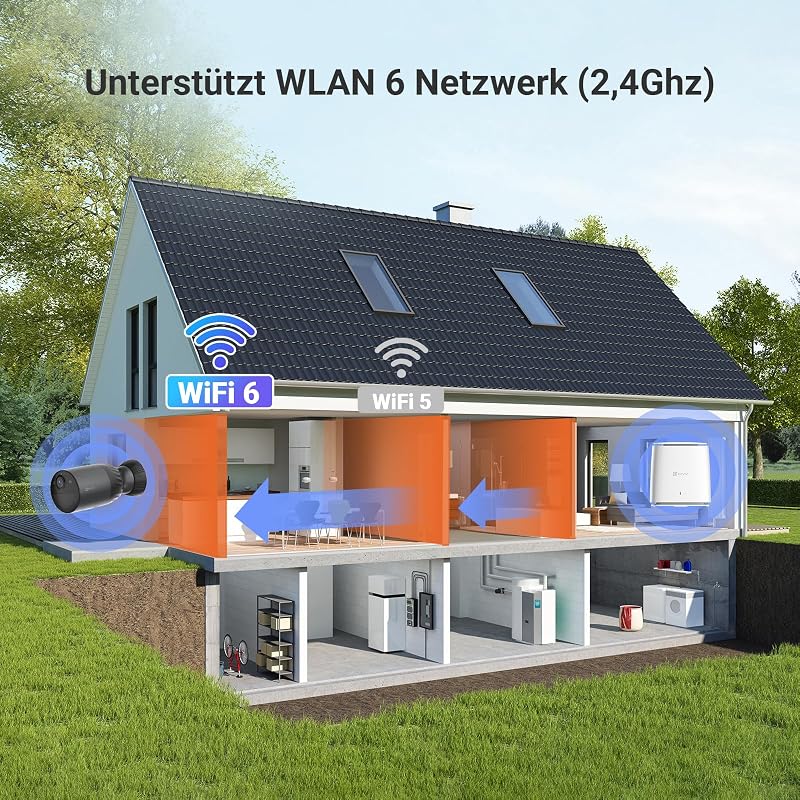 Cameră de supraveghere EZVIZ BC1c 4K pentru exterior, WiFi, cu baterie și panou solar, 10400mAh, vedere pe timp de noapte color, detecție persoane și vehicule, audio bidirecțional, IP65