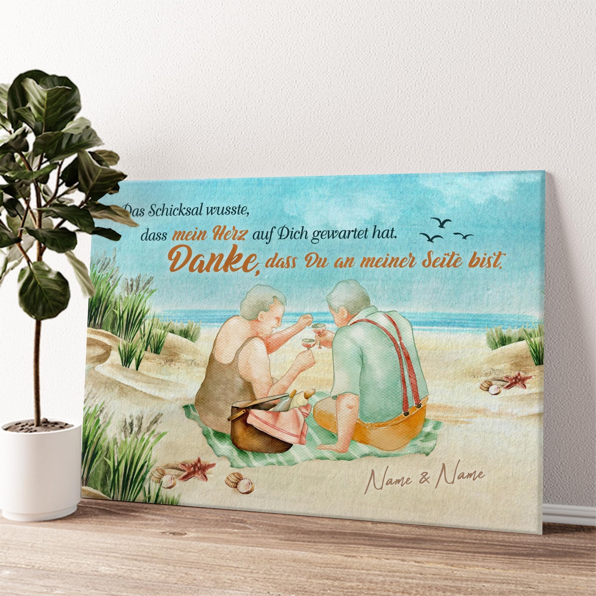 Liebesleinwand Personalisiertes Geschenk für Partner Geschenk Jahrestag, Verlobung, Hochzeitstag | Leinwandbild romantisch gestalten | Wartendes Herz
