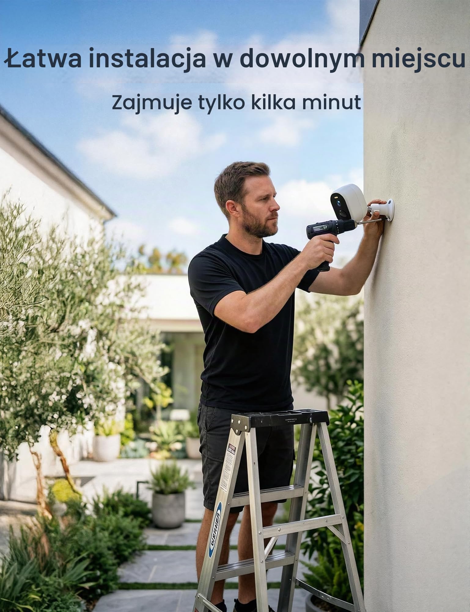 GNCC Kamera monitoringowa 2K/4MP zewnętrzna bateria, 5 GHz/2,4 GHz WLAN, bezprzewodowa kamera do monitoringu na zewnątrz z 2-drożnym dźwiękiem, rozpoznawanie ruchu, kolorowa widoczność w nocy