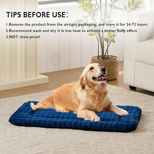 Miniatura 3 de Tapete para cama de perro para perros grandes, lavable y suave para mascotas, tapete para dormir con patrón de burbujas 3D, azul marino, 42 x 28