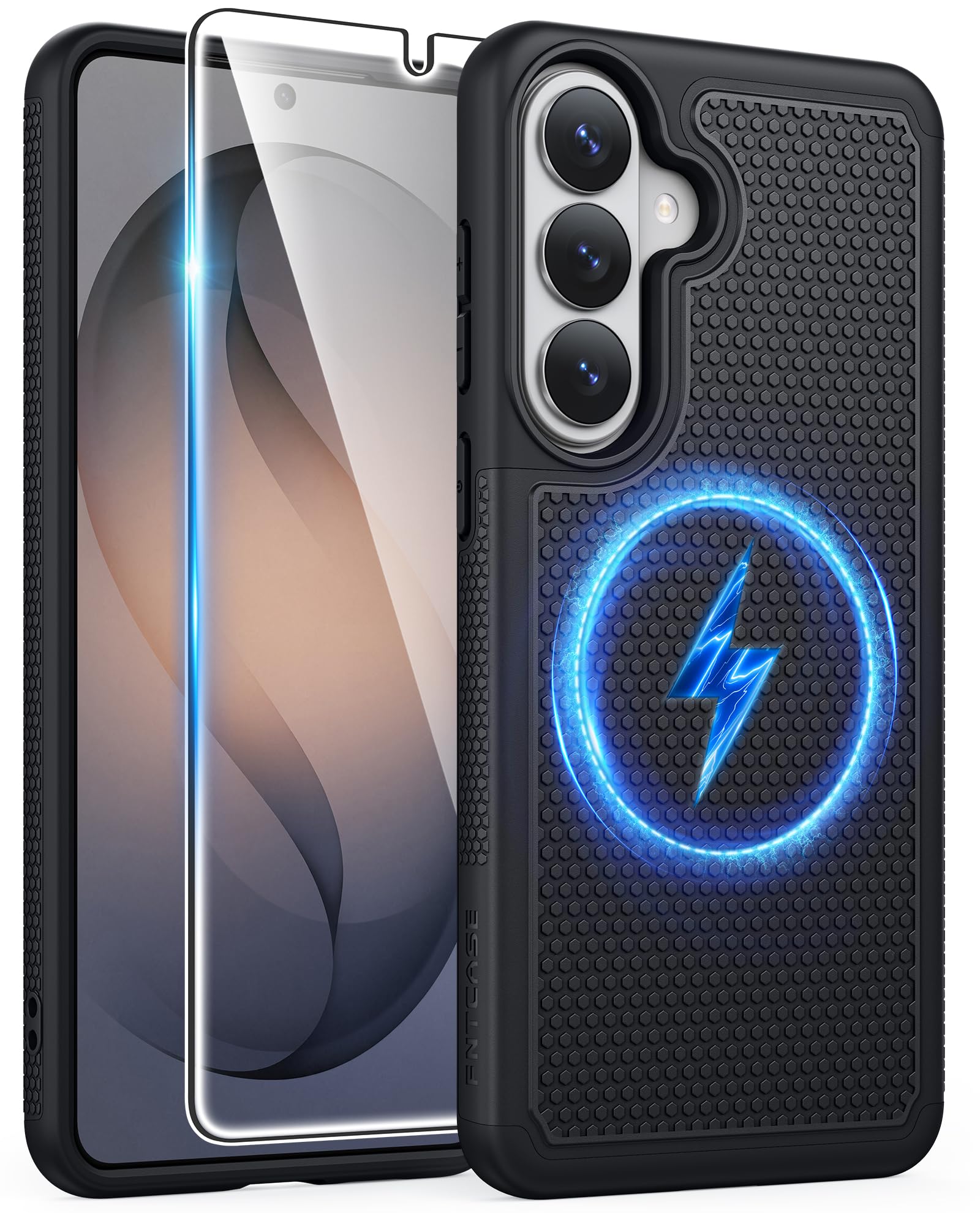 FNTCASE for Galaxy S26 Plus Case: Dual Layer Compatible with Magsafe | With Screen Protector, Shockproof Drop Protection, Matte Textured Protective Cell Phone Cover, for Daily Use, Black