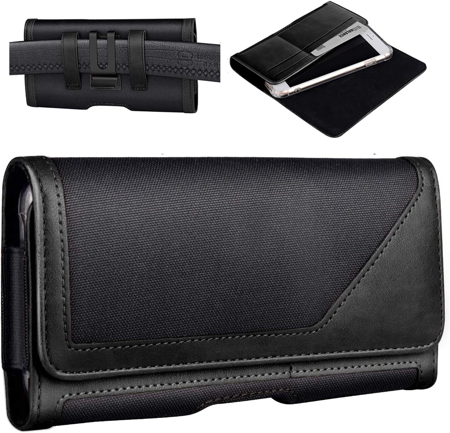 BECPLT for Galaxy S23 FE Belt Case, Nylon Cell Phone Holster Case with Belt Clip and Loop Carrying Pouch Holder Cover for Galaxy S23+ S22+ iPhone 15 Pro Max 15 Plus 14 Pro Max 13 Pro Max (Black)