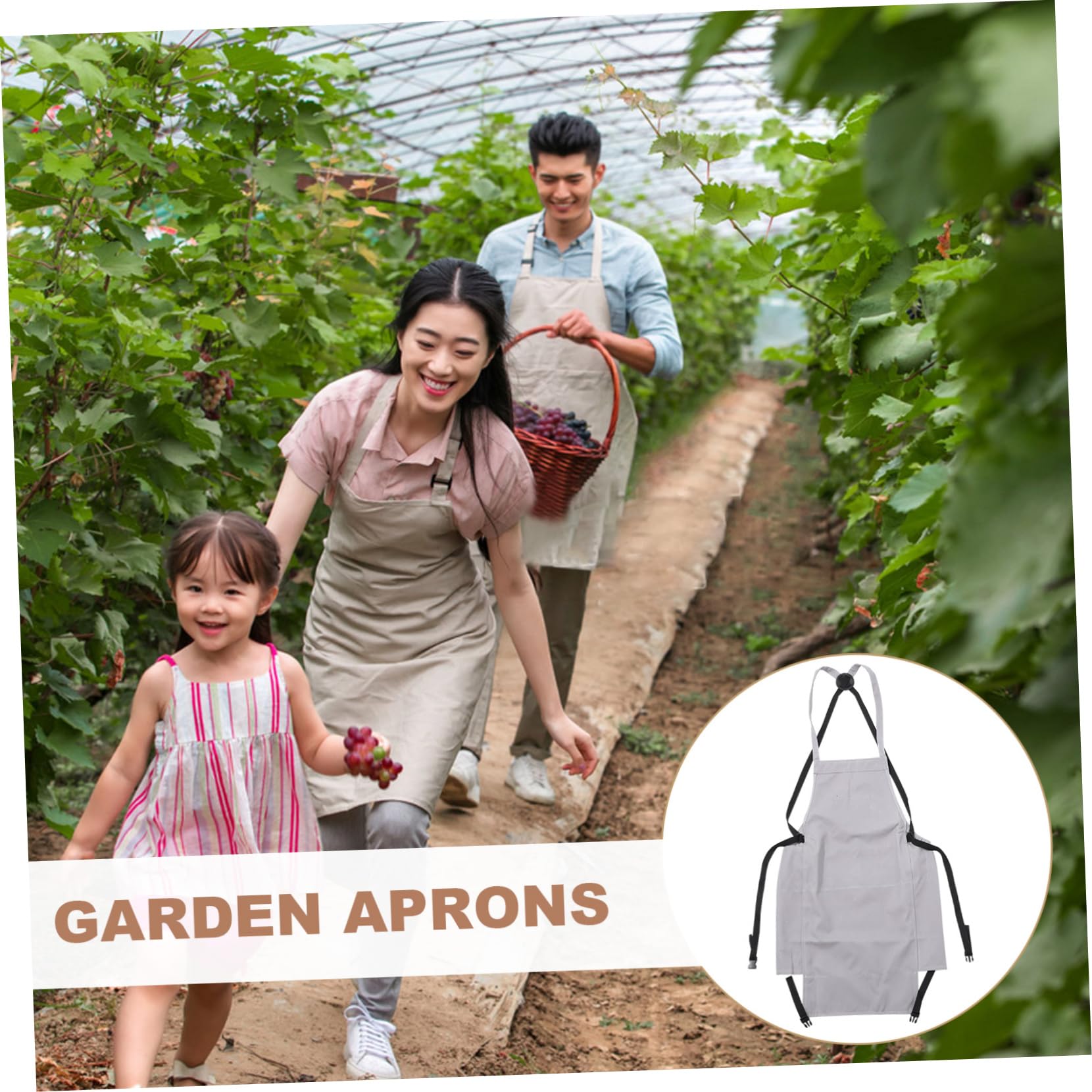 Delantal para Recoger Frutas y Verduras con Bolsillos, Oxford | Cinta Ajustable, Bolsa para Herramientas Pequeñas, Uso en Jardín y Granja