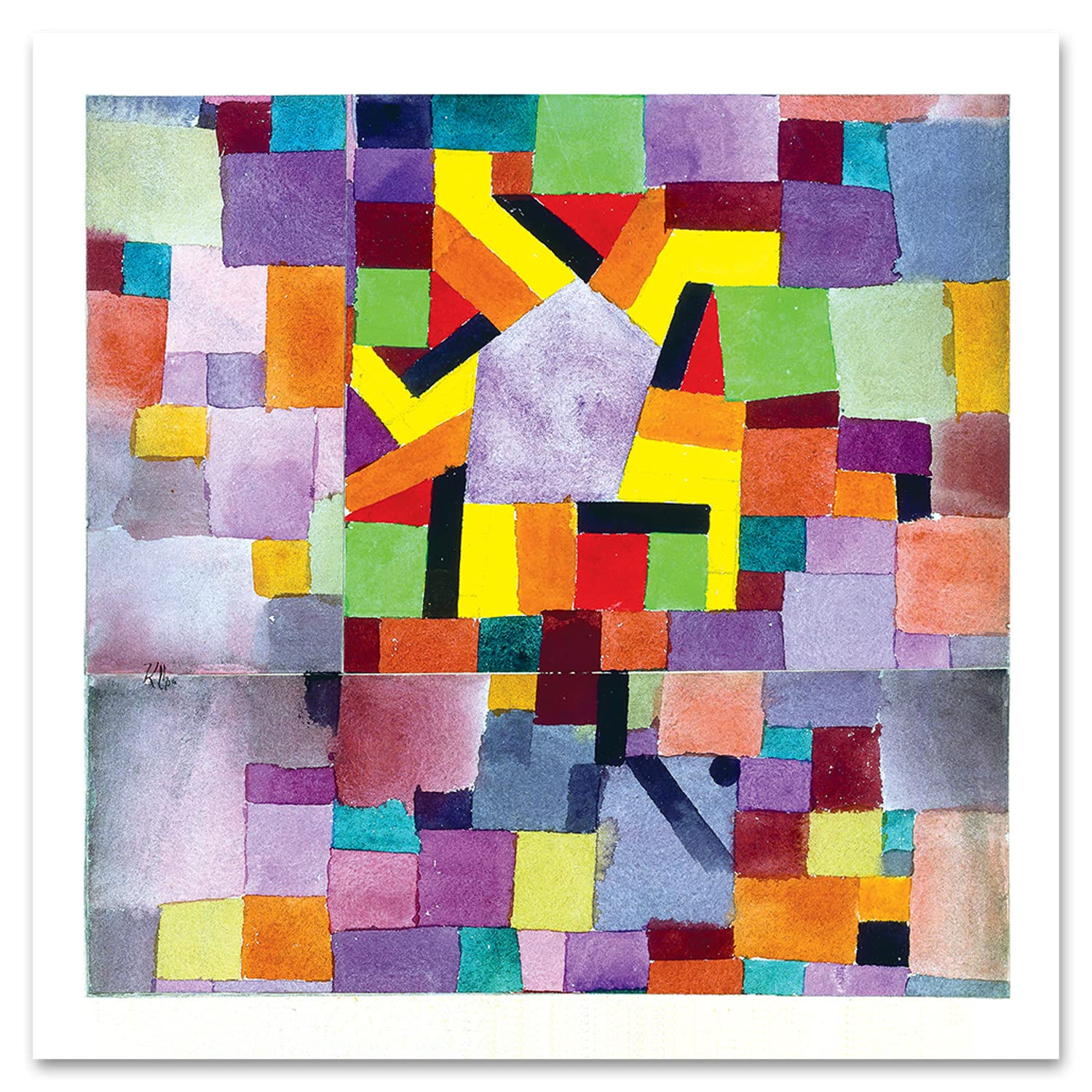 Giallobus - Pinturas - Paul Klee - con el pentágono púrpura - Vidrio acrílico plexi - 100x100 - Listo para Colgar - Cuadros Modernos para el hogar