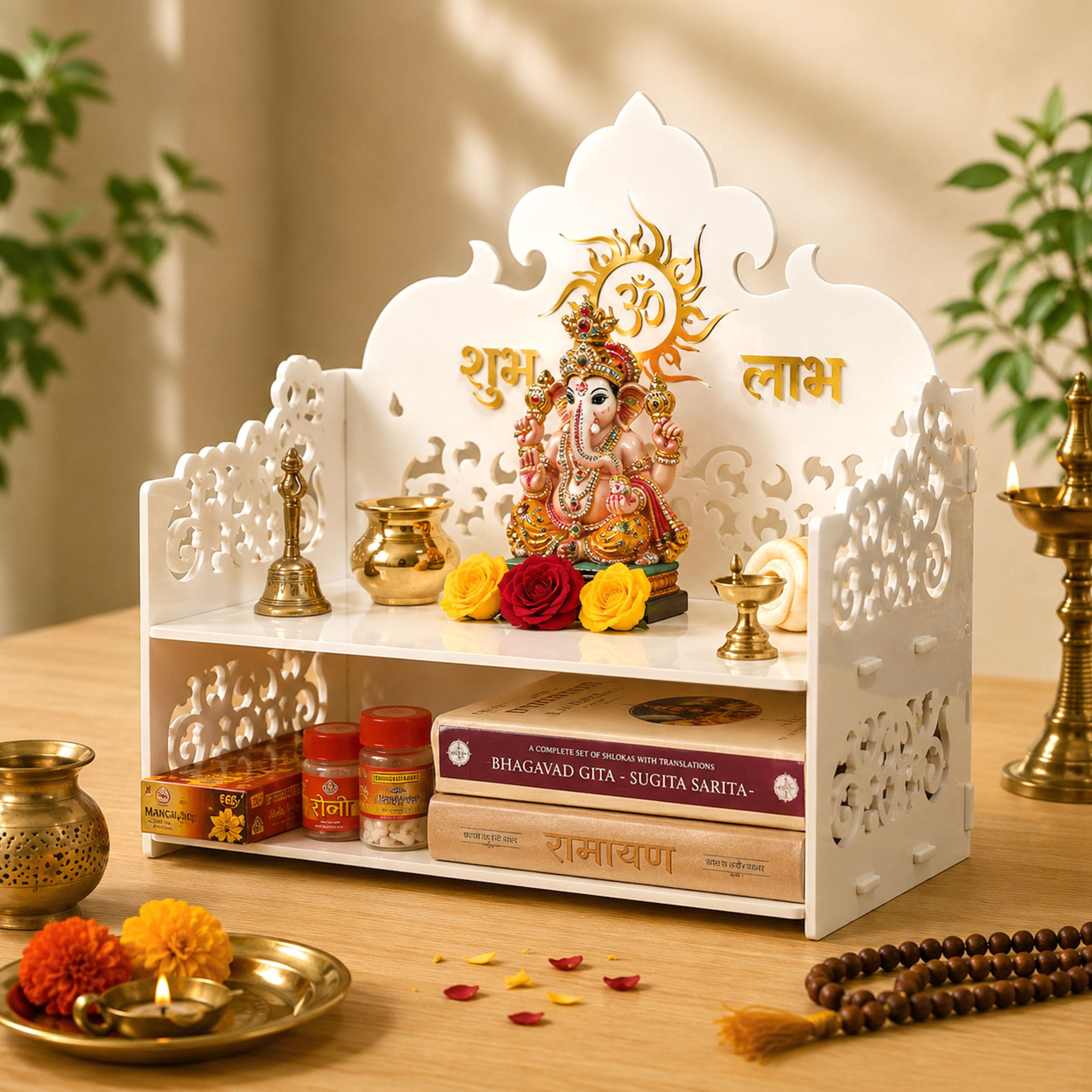 Compact Wooden Pooja Mandir - Home & Office Temple -10 Compact Wooden Pooja Mandir - Home & Office Temple -10