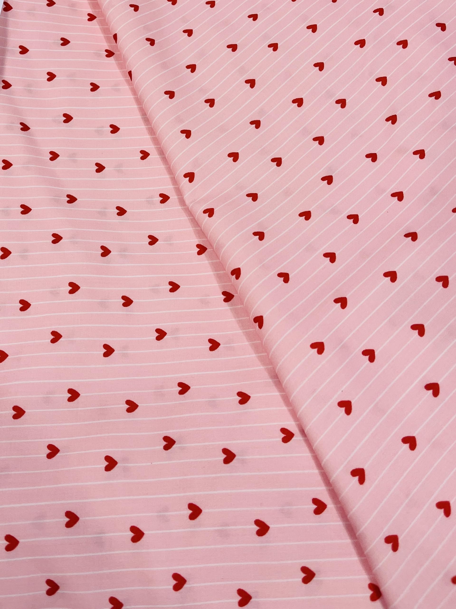E'raab Pink Fabric with Red Hearts and White Stripes Print, Unstitched Fabric, Salwar Suit, Churidhar, Kameez, Women's Clothing, Blouse, Kurta, Shirt, Width 58 inches, 2 Meters-image-49