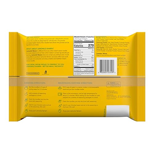 Miniatura 2 de Lemonilo Ramen - Sopa de pollo y curry - Ramen instantáneo saludable - Fideos horneados al horno con tumérico - Hecho con ingredientes totalmente