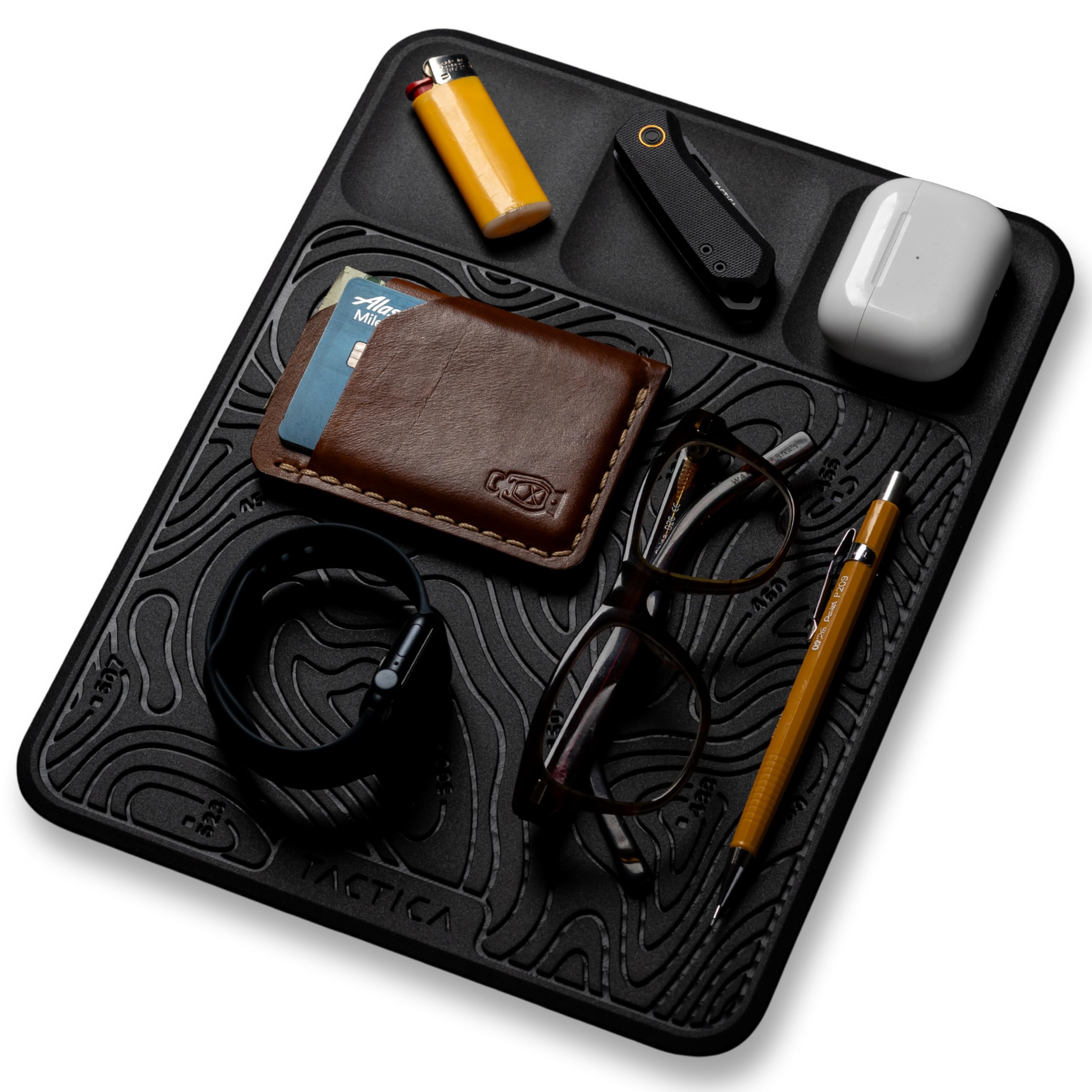 Tactica Men's Black O.200 Edc Mat Catchall Tray, Durable Tpu Valet Tray For Edc Organizer For Earbuds Keys Wallet Phone Knives, Desk And Bedside Table Organizer, Pocket Dump Tray - 11In X 8.5In
