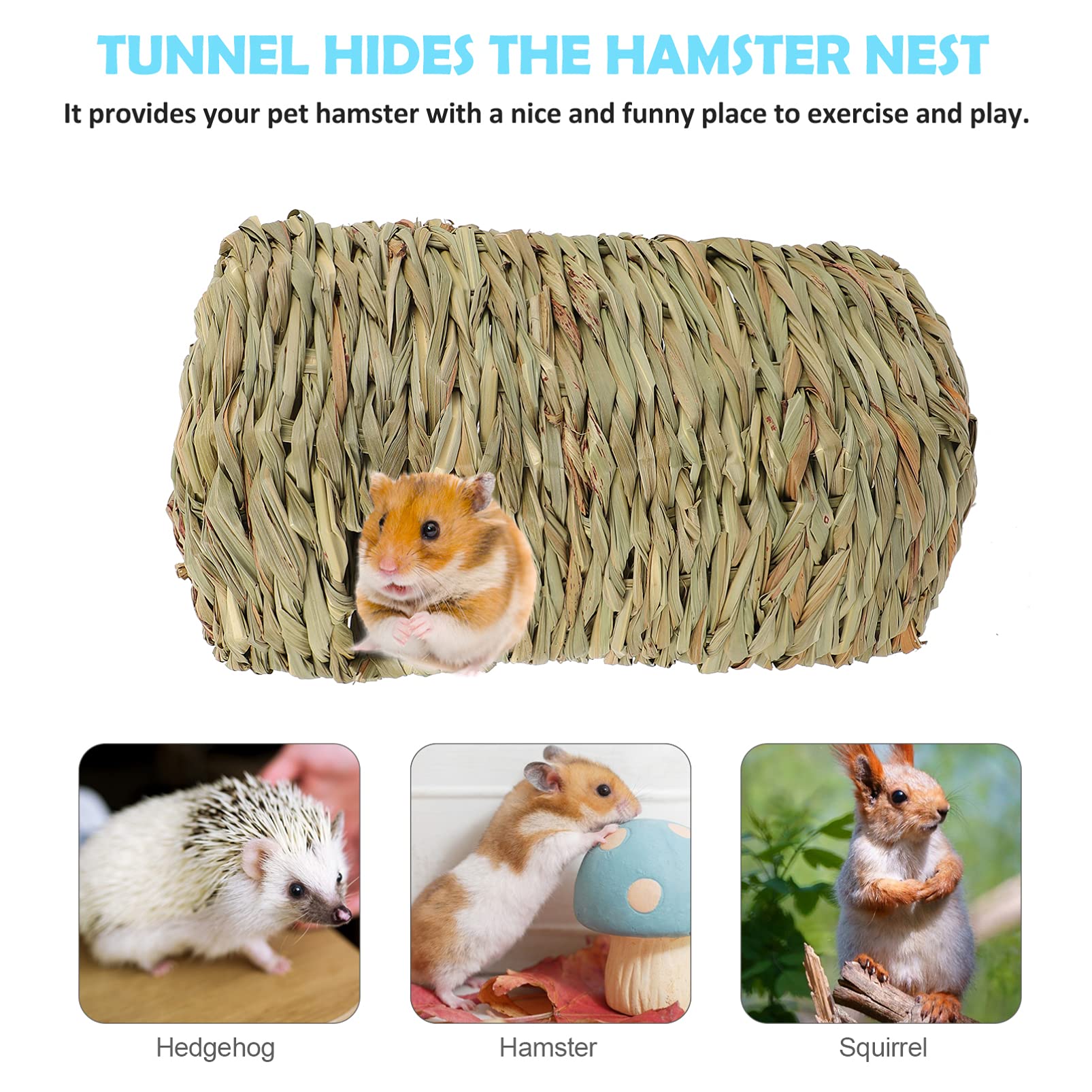 Happyyami 1pezzi Nido Per Criceti Intrecciata Tunnel Gioco Per Animali Domestici Comfort e Esercizio Per Criceti e Porcellini