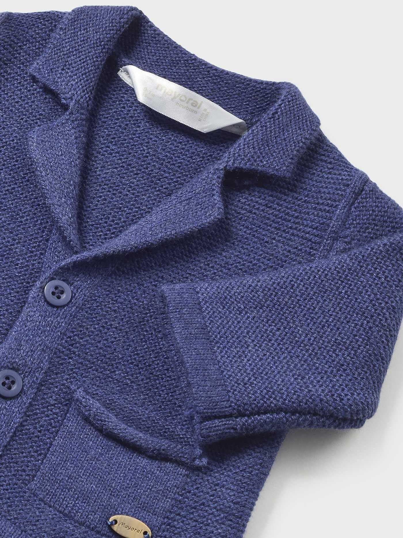 Mayoral Cardigan Colletto Tricot per Bimbo Blu Notte