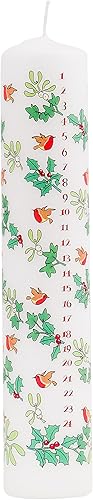 Alison Gardiner Vela de Adviento de Navidad con pilar de cera "Holly and Ivy", 50 horas de tiempo de combustión, fabricada en Inglaterra