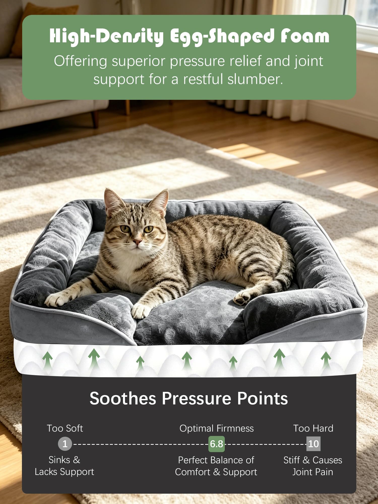 Spotted Play Cama ortopédica para perros con laterales, sofá cama para perros pequeños, cama de espuma de apoyo para mascotas con funda extraíble lavable, forro impermeable y parte inferior