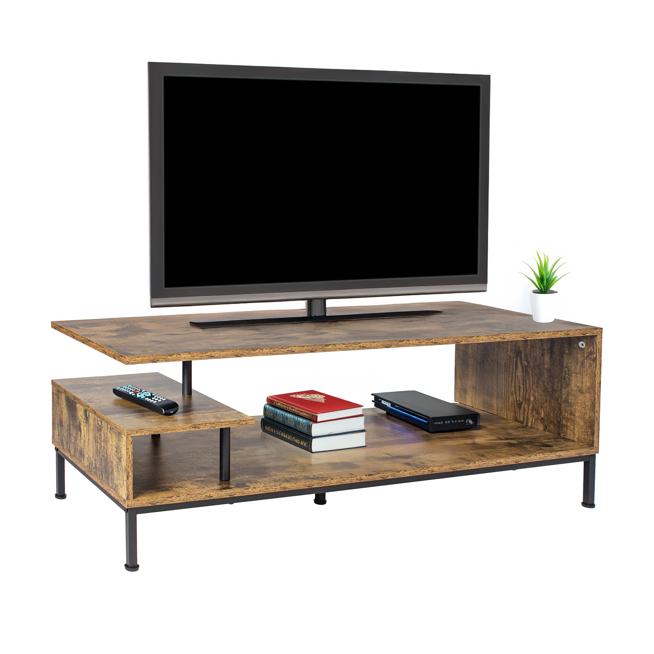 Relaxdays TV-Lowboard, 3 Ripiani, Mobile TV Aperto Fino a 55", A x L x P: 40 x 106 x 39,5 cm