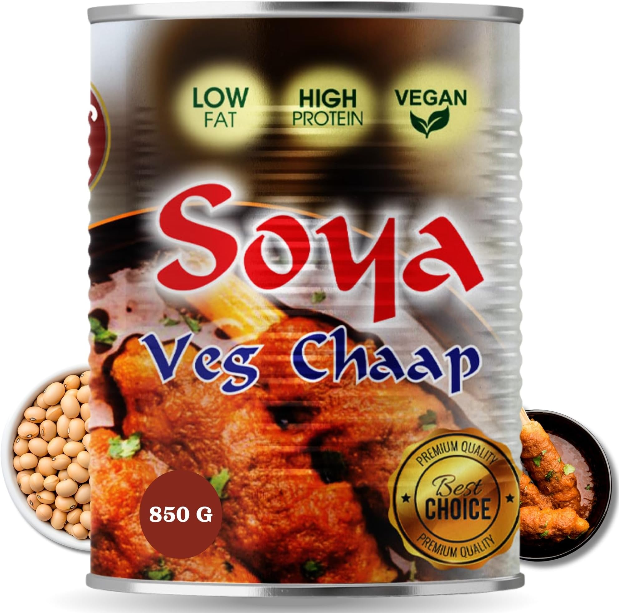 ORGANIC NATION Delicious and Nutritious Veg Soya Chaap - Fresh and Flavorful Soya Chaap Masala, Perfect for Healthy Meals, High Protein Vegetarian Delight, 850g