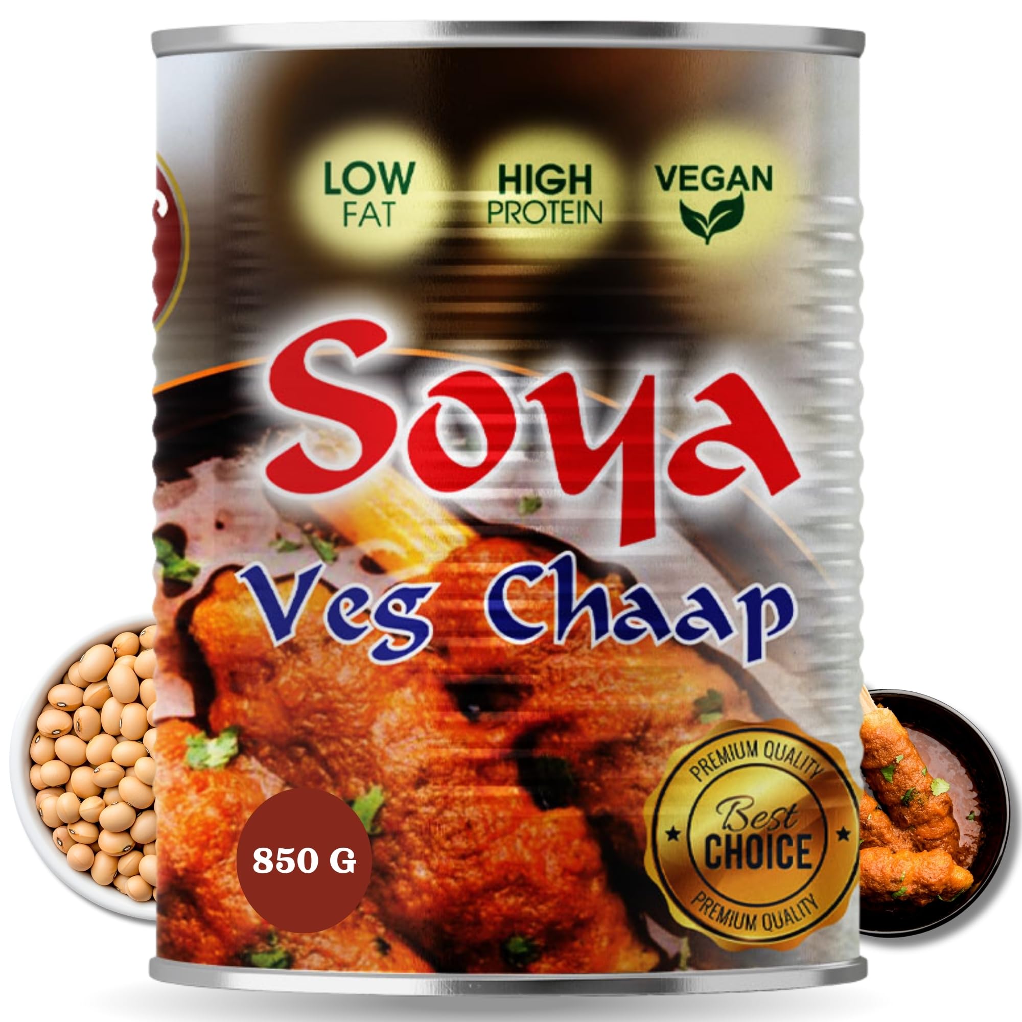 ORGANIC NATION Delicious and Nutritious Veg Soya Chaap - Fresh and Flavorful Soya Chaap Masala, Perfect for Healthy Meals, High Protein Vegetarian Delight, 850g