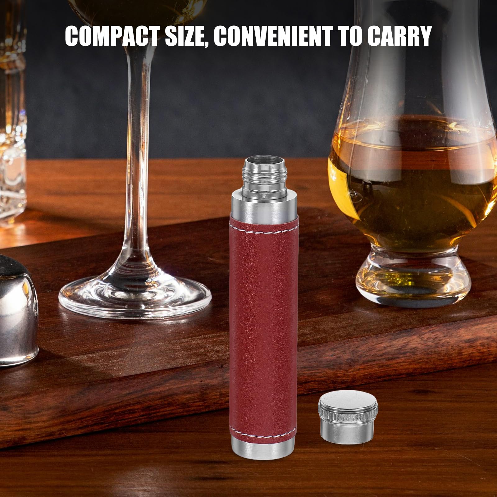UPKOCH Portable Wine Tube Stainless Steel Mini Hip Flask 1Oz Round Cigar Shape Compact Outdoor Camping Travel Pocket Flask - Image 4