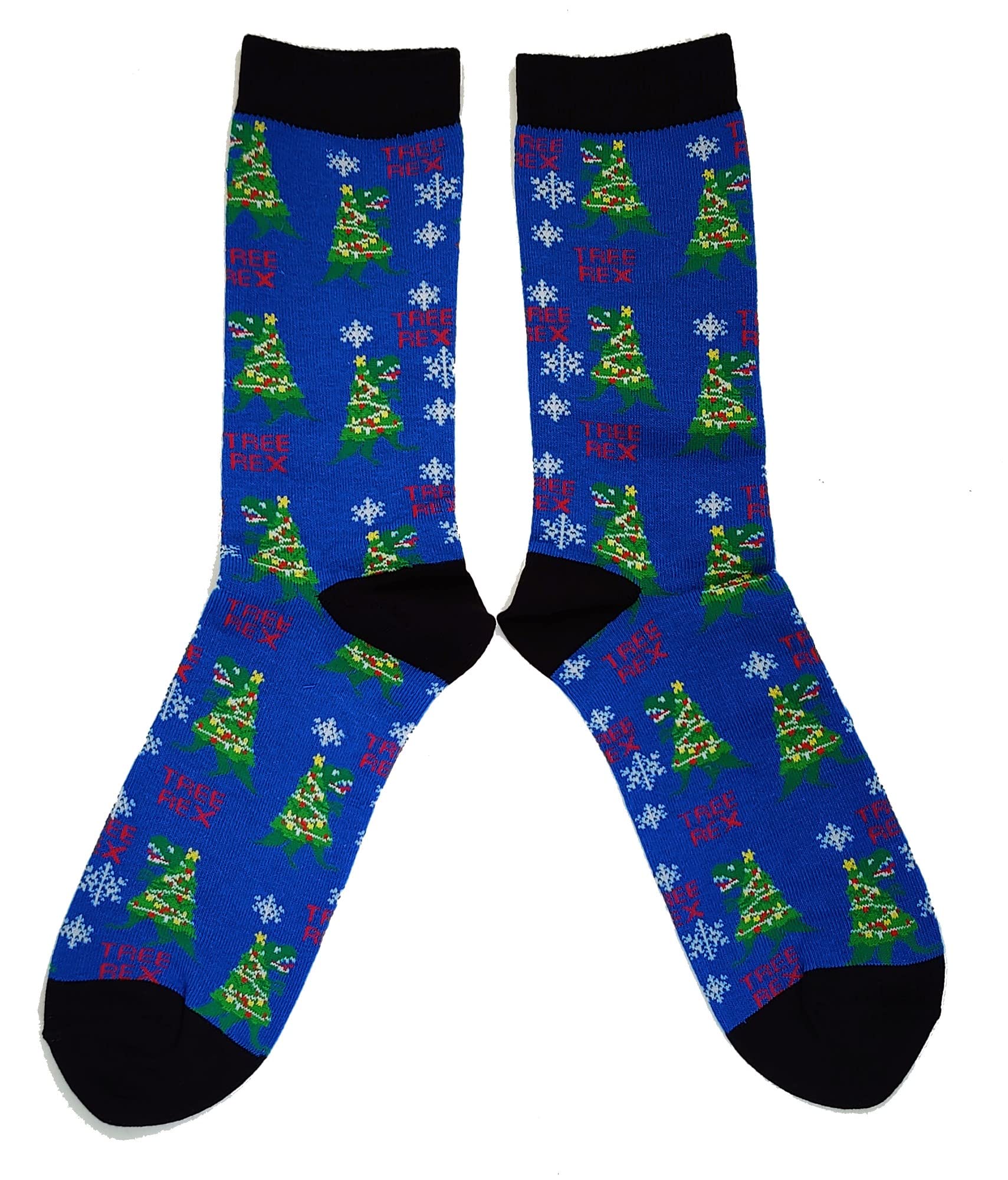 Sock Shack Men's Blue Tree-Rex Christmas Dinosaur T-Rex Socks 6-10 Uk / 39-44 Eur / 7-11 Us