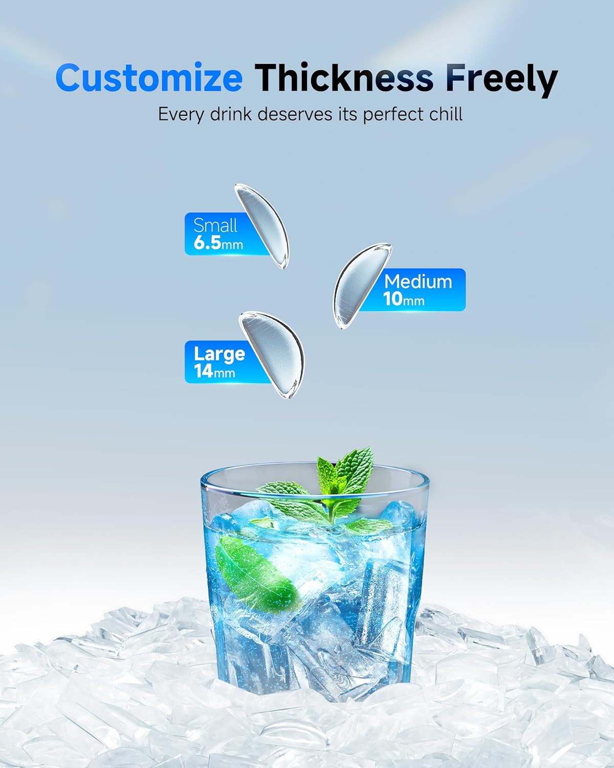 Crescent Ice Maker Countertop, 35Lbs/24H, Clear Ice Maker with Self-Cleaning & Timer, 16 Crystal-Clear Ice in 12 Mins, Countertop Ice Makers for Home, Office or Party