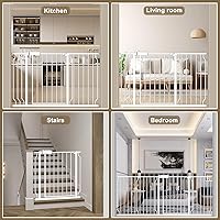 Vista 6 de ALLAIBB Soporte de presión extra ancho para puerta de bebé con cierre automático, puerta de seguridad de metal blanco para escaleras y puertas, a