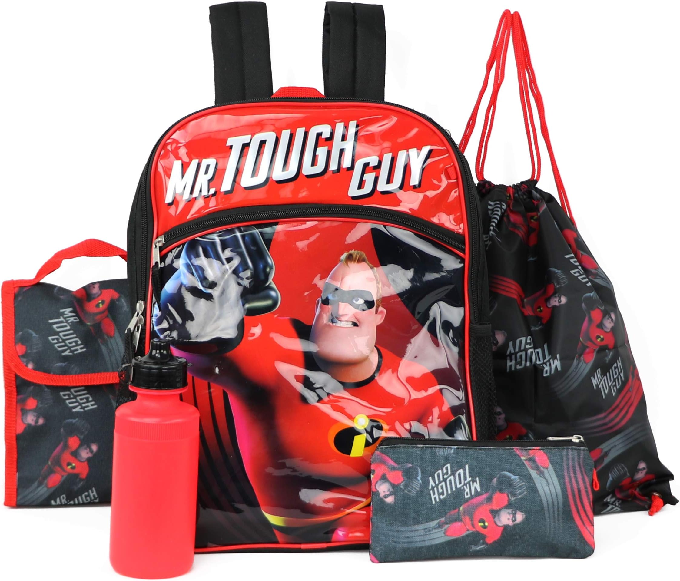 Incredibles 2 Backpack Kids 5 PC Lunch Box Water Bottle Cinch Bag School Set