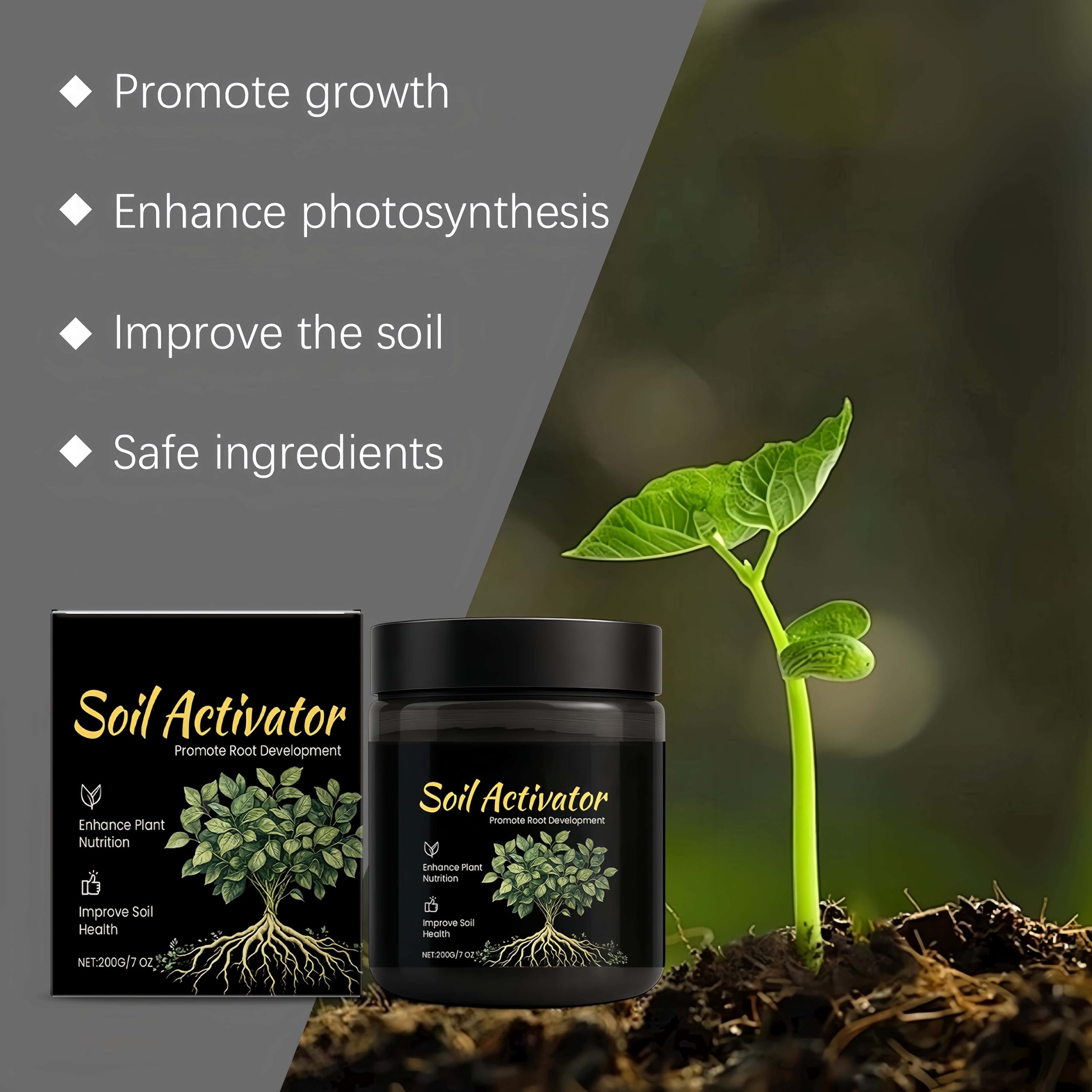 Activador de Suelo: Enmienda Orgánica para Plantas;Promueve el Crecimiento de las Raíces y Mejora la Salud del Suelo en Jardines de Interior y Exterior, Huertos,Flores y Plantas de Interior (3Piezas)