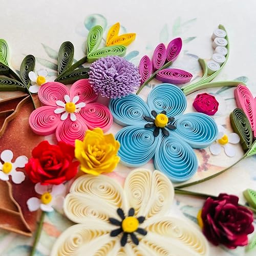 Miniatura 6 de Quilling Card Tarjetas de felicitación 3D, tarjeta de cumpleaños hecha a mano, tarjetas hechas a mano para todas las ocasiones, paquete de flores