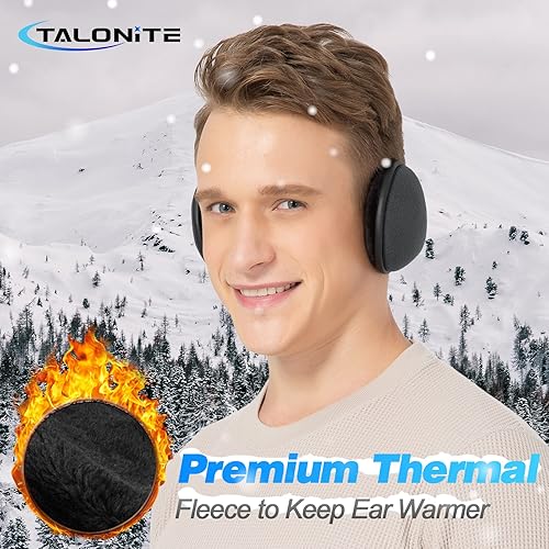 Miniatura 2 de TALONITE - Orejeras de invierno (1 paquete2 paquetes3 paquetes) para hombres y mujeres calentadores de oreja de forro polar plegable Para ciclismo