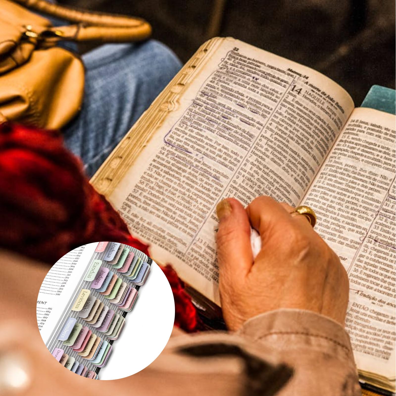 Marcadores de Biblia de letra grande - 75 pestañas laminadas para registro - Accesorios para el diario