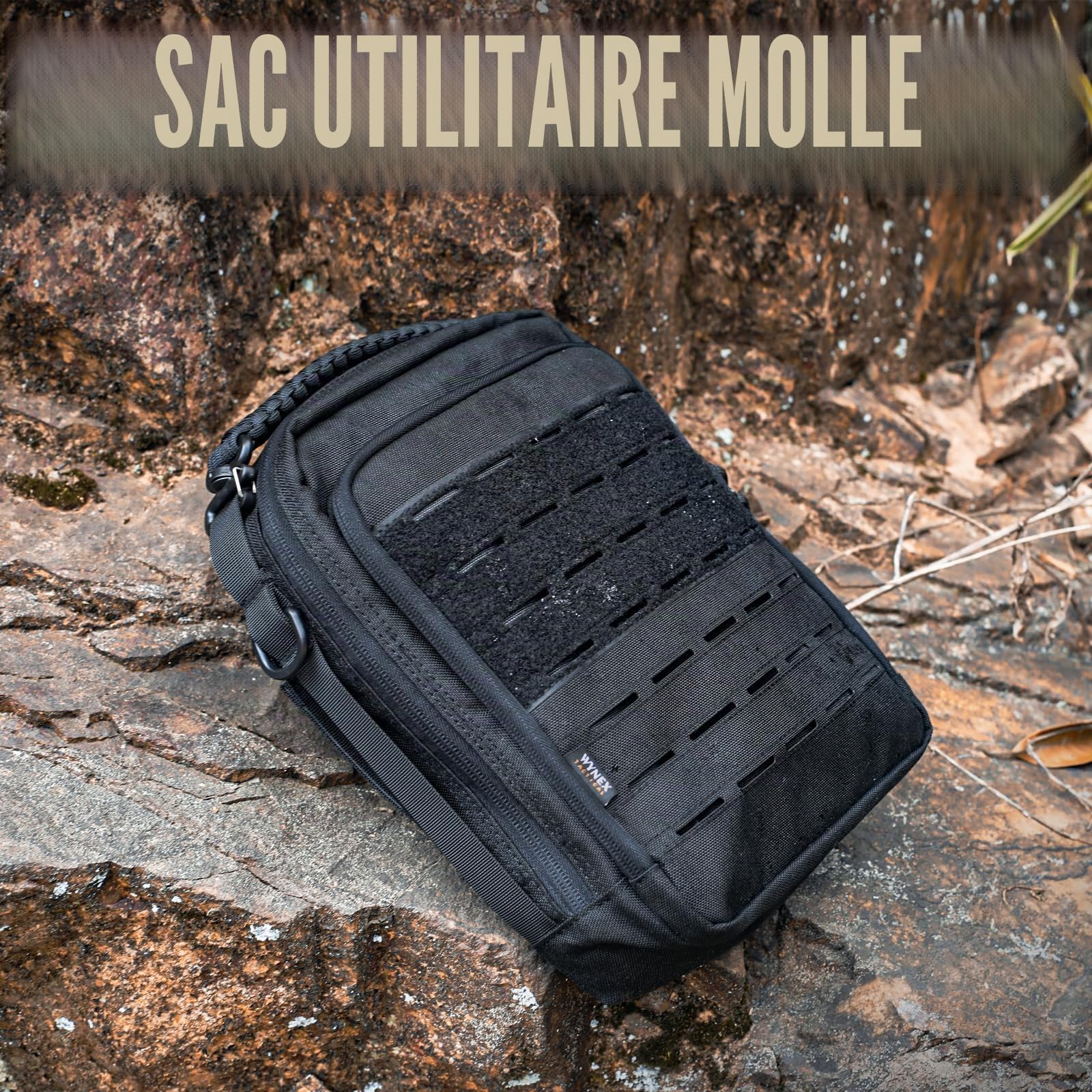 WYNEX Pochette Molle Tactique Trousse à Outils Utilitaire Poche Molle Supplémentaire Pour Sac à Dos Gilet Tactique Militaire Sacoche de Rangement Portable, Avec Panneau d’Insertion de Sangle Élastique