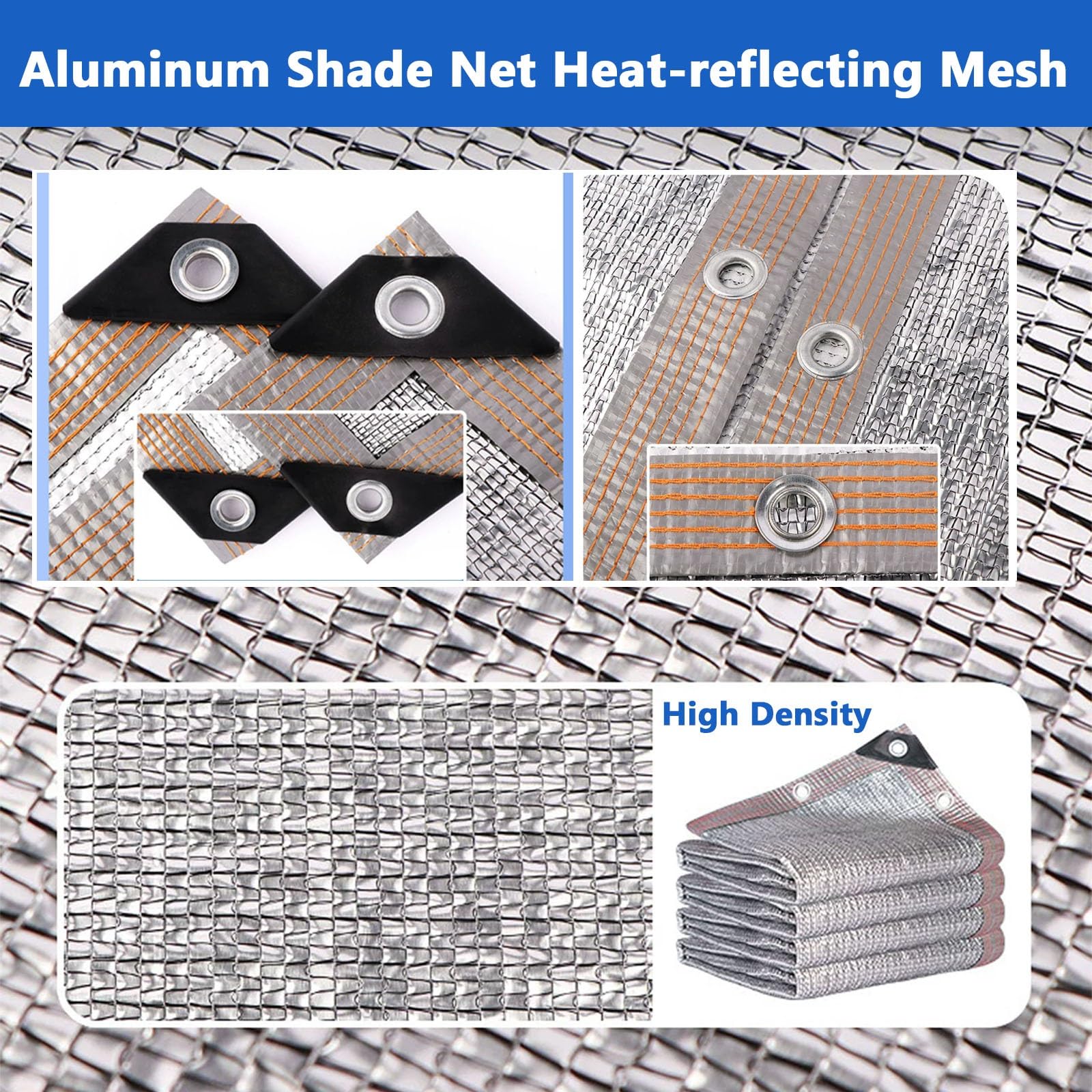 Red de Malla Sombra Aluminio 99% Reflectante Toldo Tela de Protección Solar | Vela de Sombra Toldo Térmico con Ojales,Cubierta de Tela de Bloqueo Solar para Coches Perros Balcón Jardin Terraza(1x7m)
