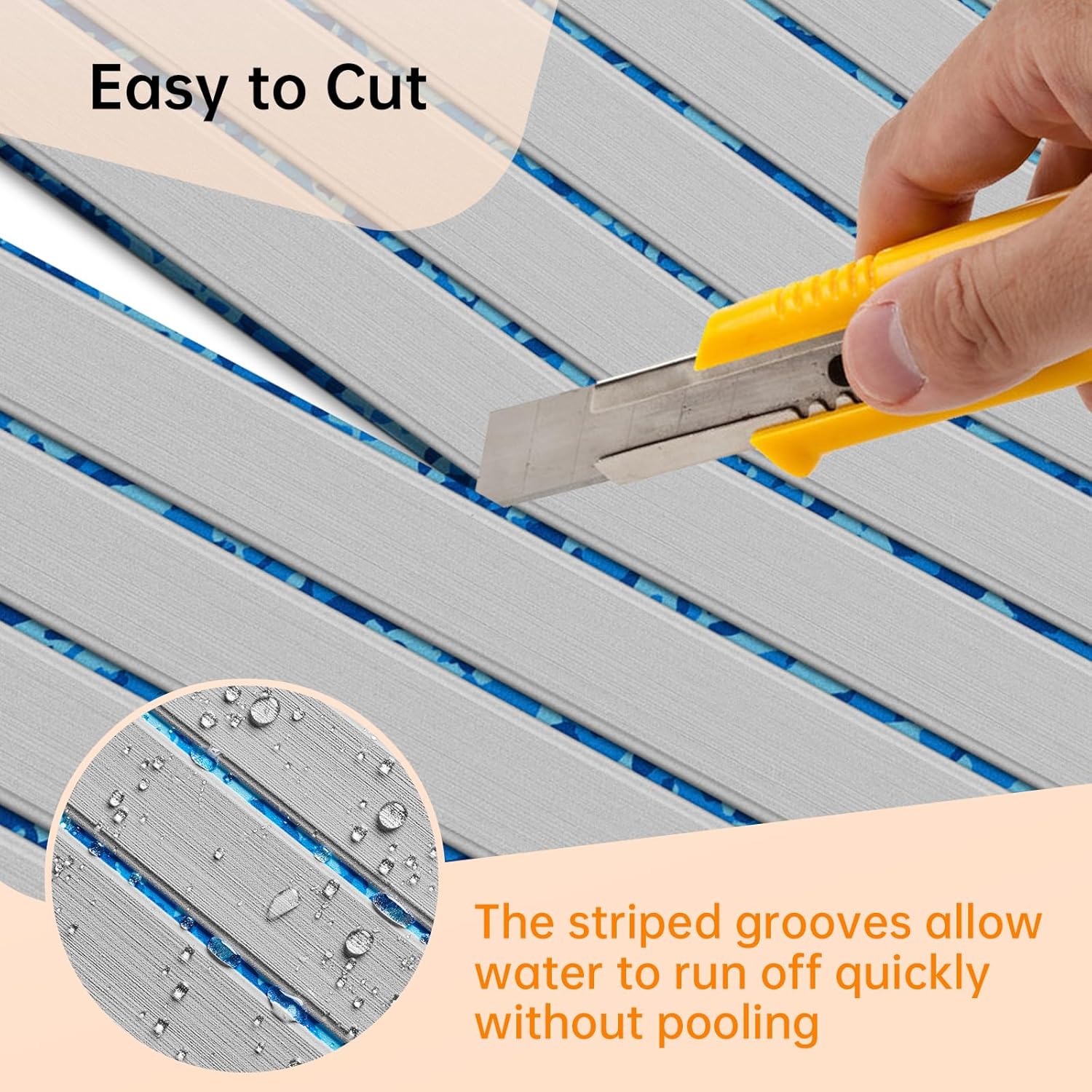 HZshark Boat Flooring EVA Foam Decking Sheet with 3M Self-Adhesive Backing, Non-Slip Marine Flooring for Boats Jon Boat Golf Cart Trailer Floor, DIY Cuttable Boat Deck Foam Teak Pad