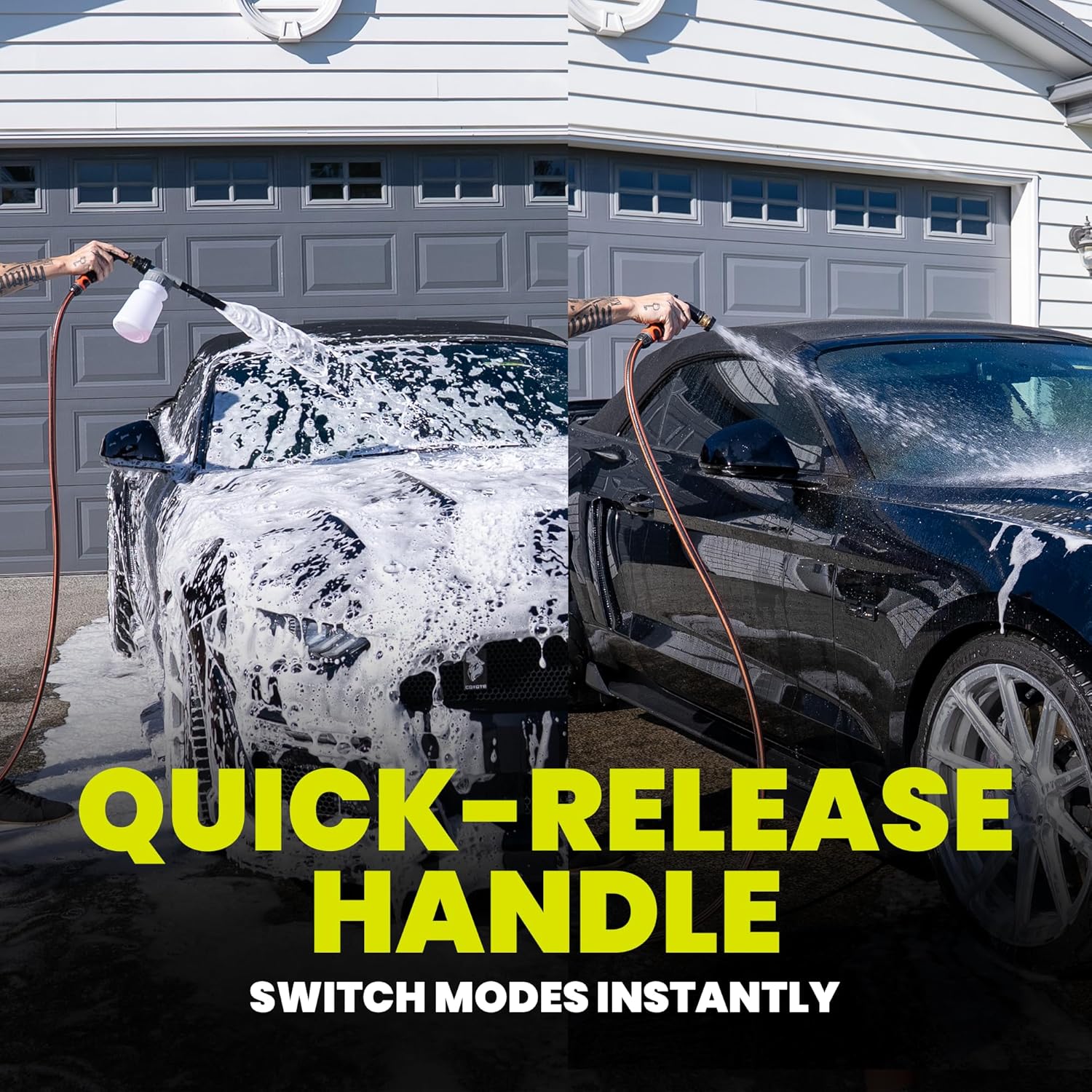 Snow Foam Gun - Adjustable Foaming Sprayer & Mixer Connects to Garden Hose, Foam Cannon Hose Attachment Spray Wash for Cars, Boats, PWC, Jetski, RV & Offroad Trucks