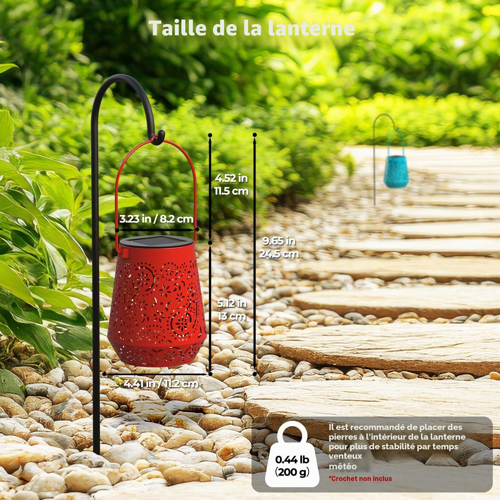 OxyLED Lanterne Solaire Exterieur Jardin IP44 Imperméable 4 Couleurs Lampe Solaire Decorative