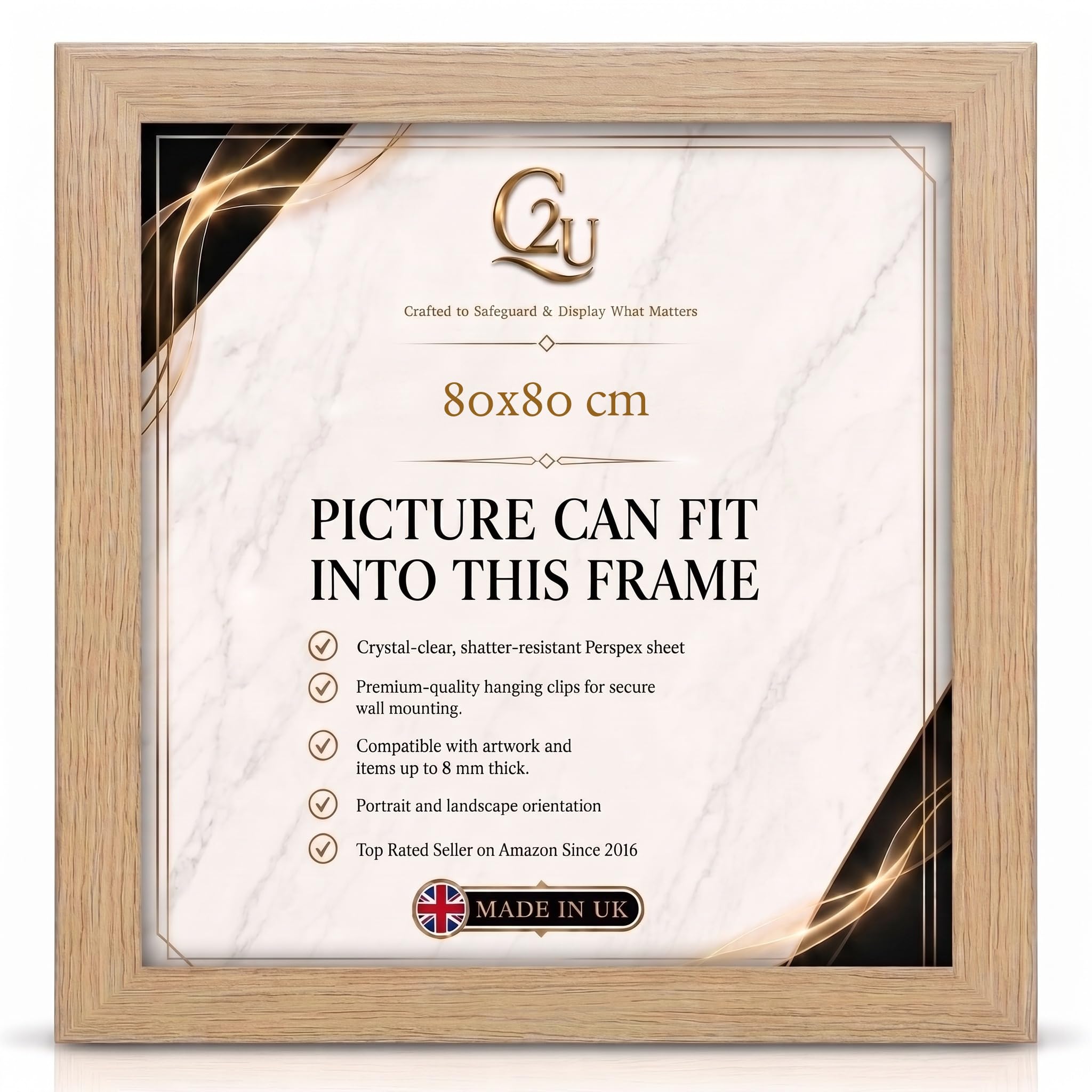 80x80 cm Picture Frame | Engineered Wood Photo Poster Frame for Jigsaw Puzzles, Certificates & Artwork| Wall Mount | Portrait or Landscape.