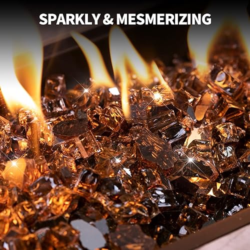 Miniatura 3 de Apromise Vidrio de fuego para hoguera - Vidrio para hoguera de 12 pulgada  Vidrio reflectante para fogata de propano y chimenea  20 libras