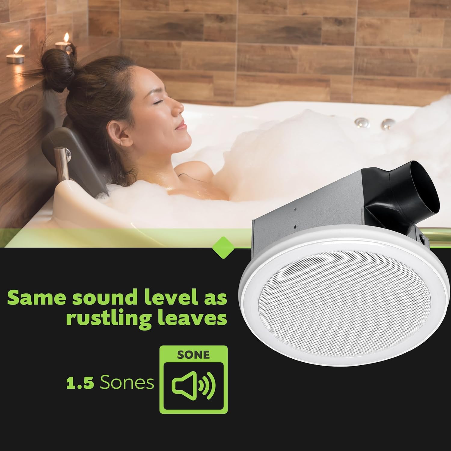 Homewerks 7130-16-BT Bathroom Fan with Color Changing LED Light and Bluetooth Speaker 110 CFM 1.5 Sones 4000K Cool White 1000 Lumens with Wall Switch