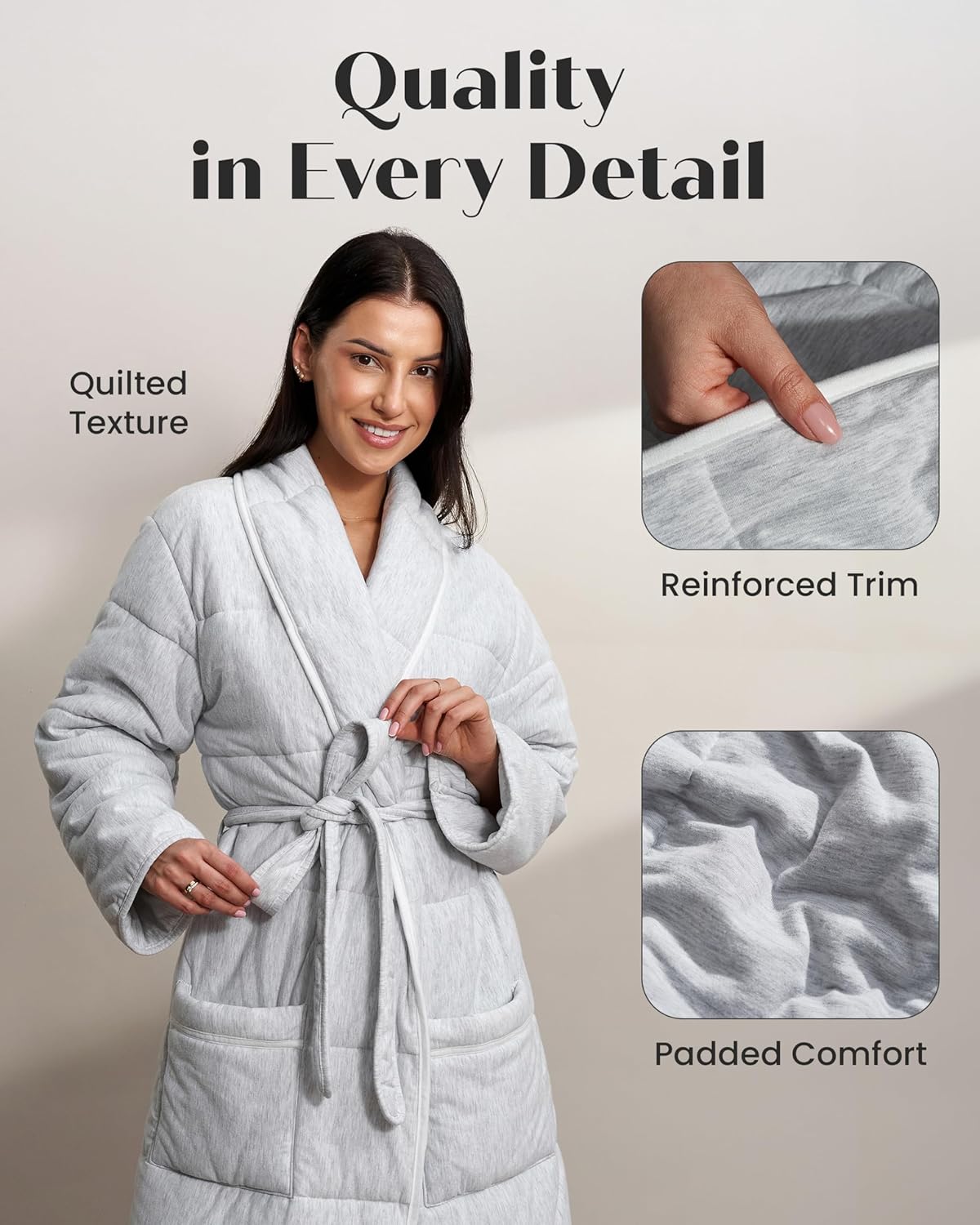 The Big Softy Quilted Luxury Robe For Women - Padded Hotel Spa Duvet Bathrobe - Jersey Cotton Long Length Weighted Bath Robe - Image 7
