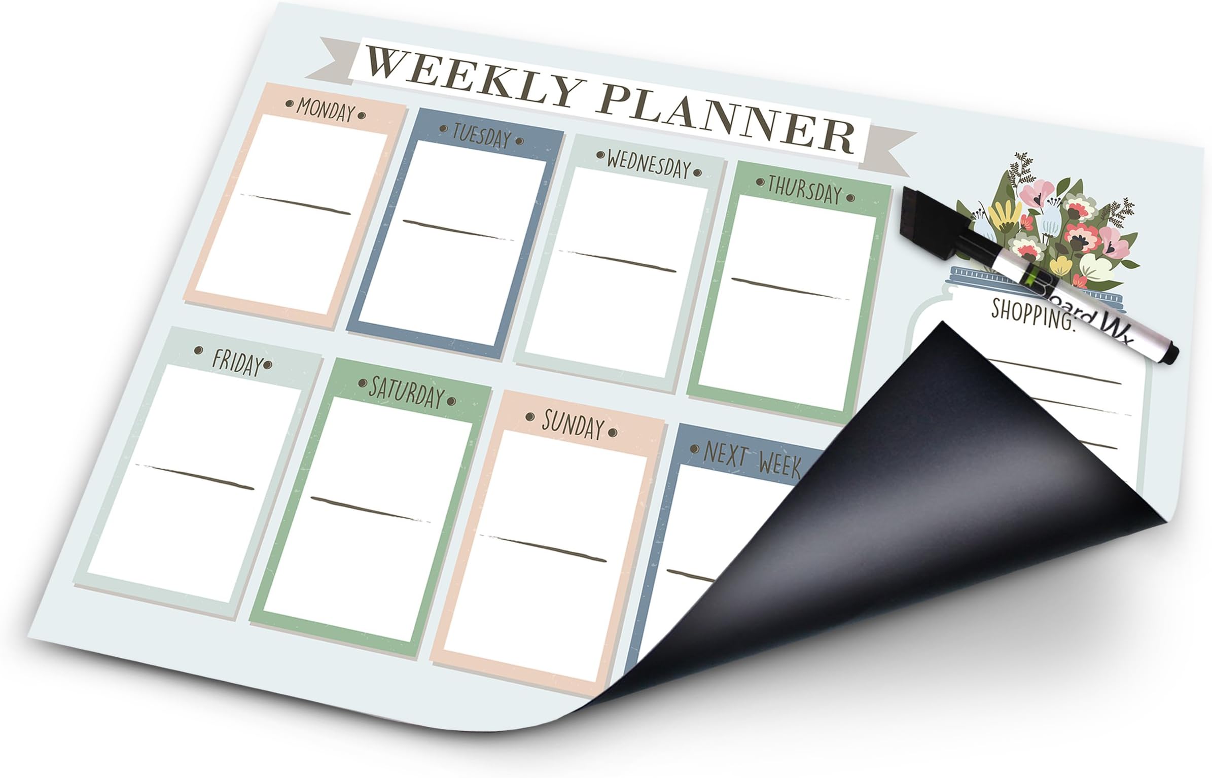 Board Wx Magnetic Weekly Planner for Fridge at a Glance Family Calendar with Dry Erase Marker 17 x 12 Inches