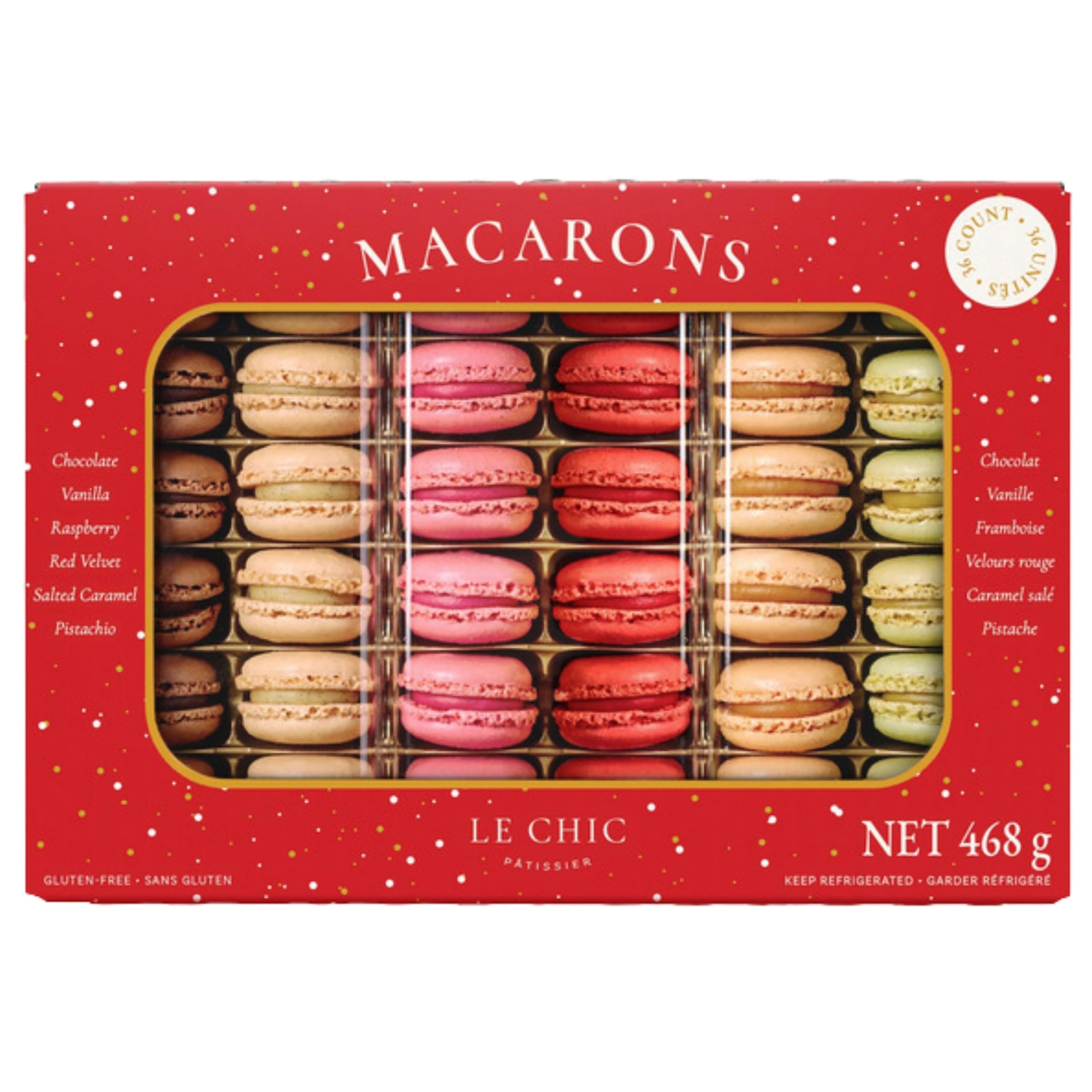 Macarons Surtidos Franceses 468 g (36 Unidades) – Selección Gourmet de Sabores Variados, Postre Premium para Regalo o Eventos (Sin Gluten) Distribuido por Laborawi