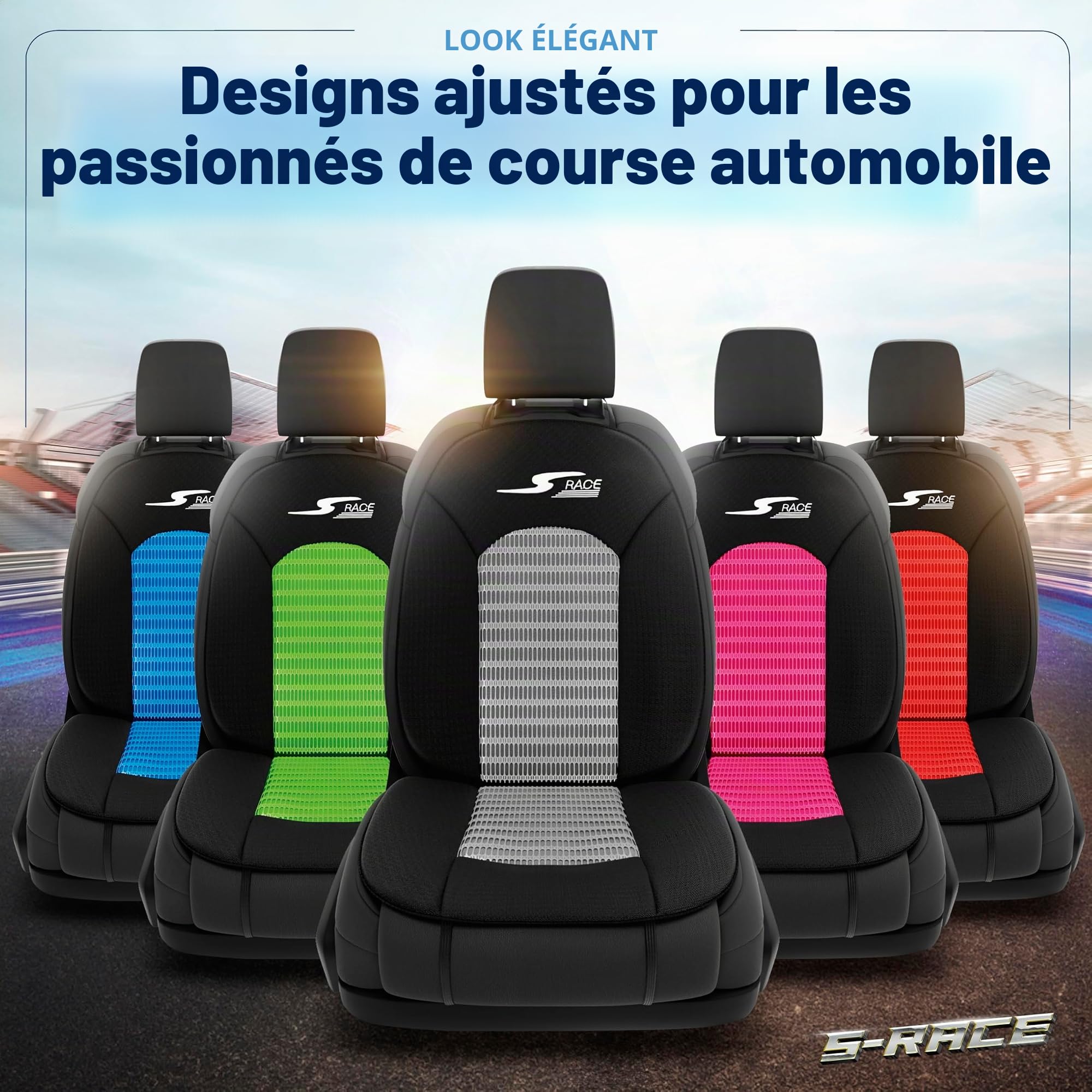 Walser CarComfort Housse de siège de Voiture S-Race 2 pièces, Mention Très Bien* Universel Housse de siège et Coussin de Protection pour Voiture Noir