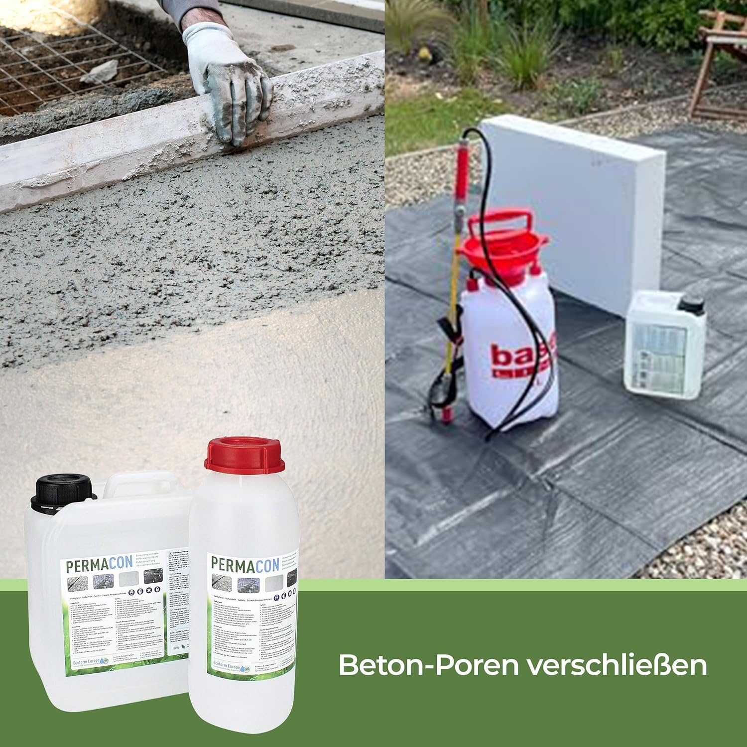 Permacon hydroizolacja i impregnacja betonu, profesjonalna wodoodporna uszczelniacz, do betonu i kamienia, zapobiega gniciu betonu, pleśni i wilgoci – bezbarwny i trwały (Przejrzysty, 5L)