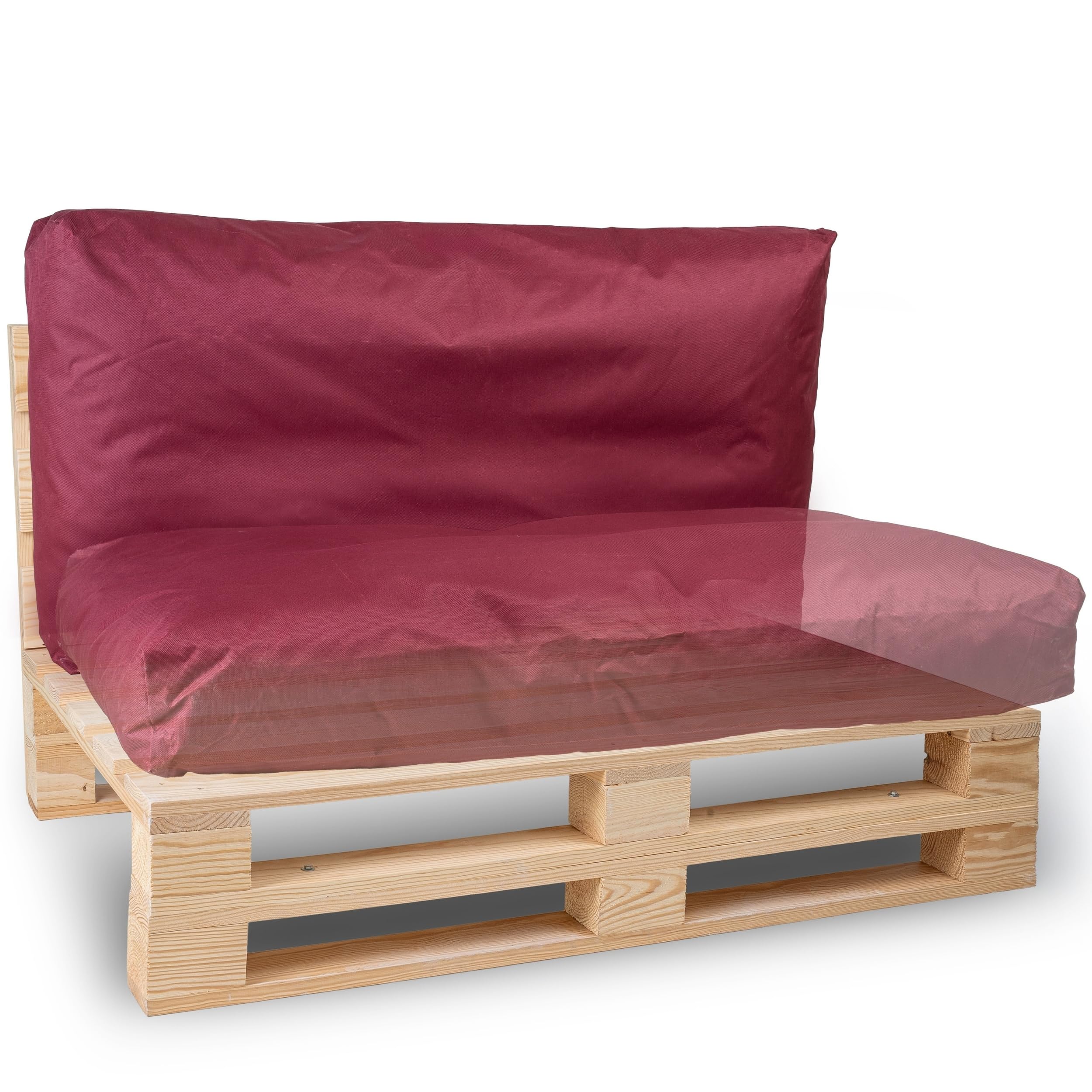 bananair - Pallet Cushions Outdoor - Waterproof & UV Resistant Fabric - Comfortable Foam Padded Garden Furniture Cushions (Versatile Seat/Backrest Pallet Cushion 120x60 cm, Red)