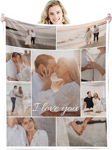 Youltar - Manta personalizada con texto y collage de fotos, regalo de recuerdo de cumpleaños para papá, mamá, niños, perros, amigos o pareja (30 x