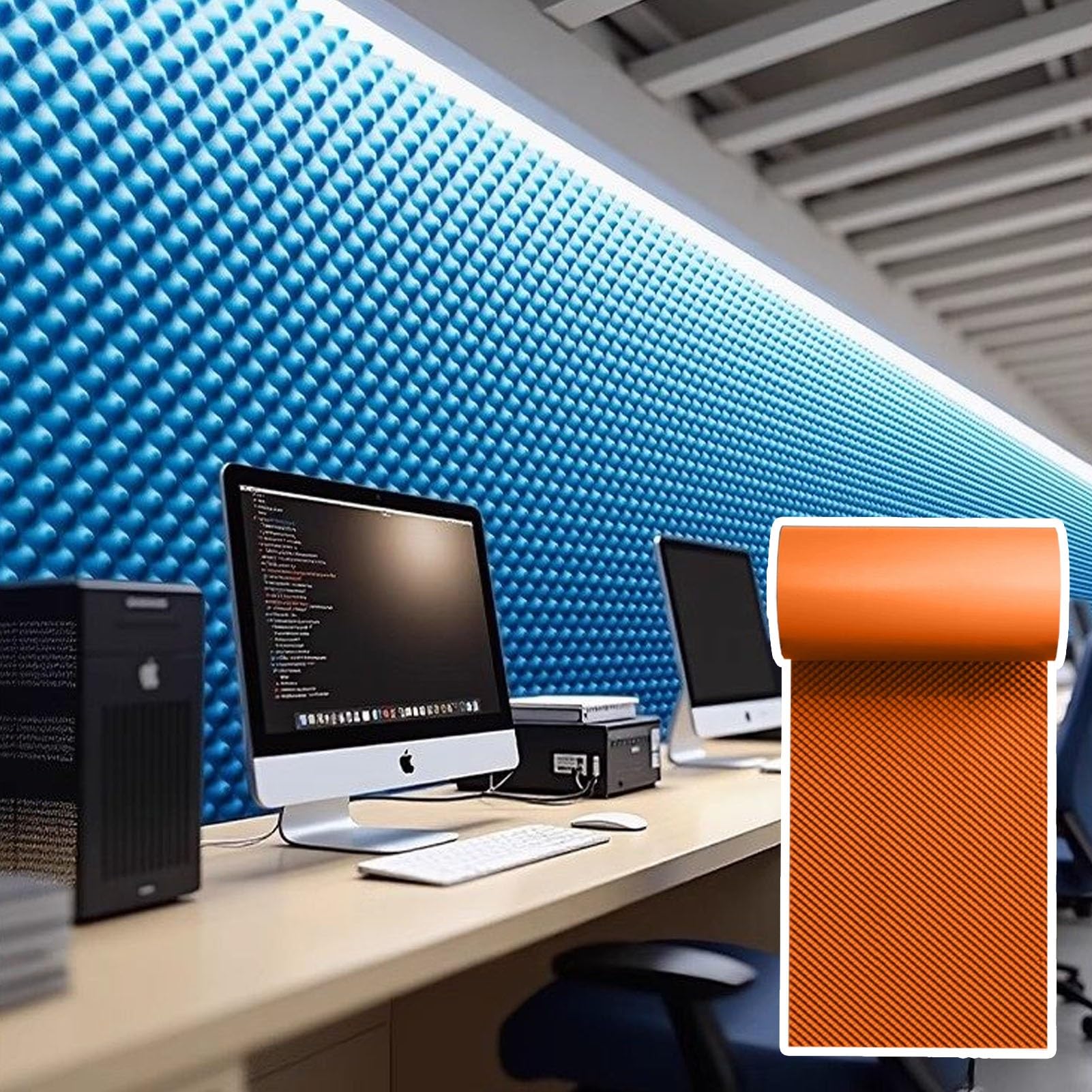 Biurowe panele akustyczne pochłaniające dźwięk 3,3 x 16 m, samoprzylepny panel tłumiący dźwięk z pianki, panele ścienne do sypialni/piwnicy / pokoju gier
