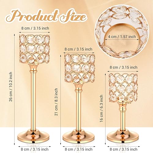 Miniatura 2 de Mumufy Juego de 6 candelabros de cristal de 3 tamaños de alto, portavelas de cristal para boda, soporte para candelabros para centros de mesa para